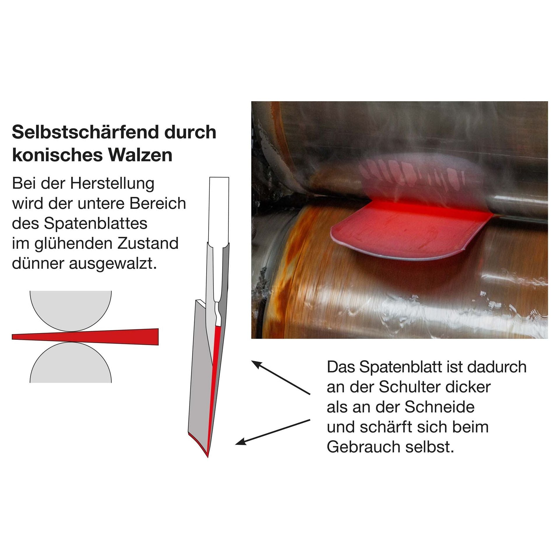 IDEAL-Spaten "Gärtner Form" poliert mit Eschen-T-Stiel Gr.2