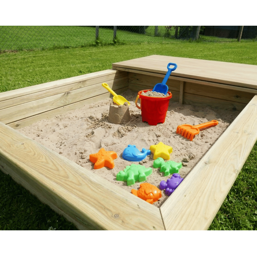 Sandkasten mit Deckel 120 x 120 cm - SHW - FIRE