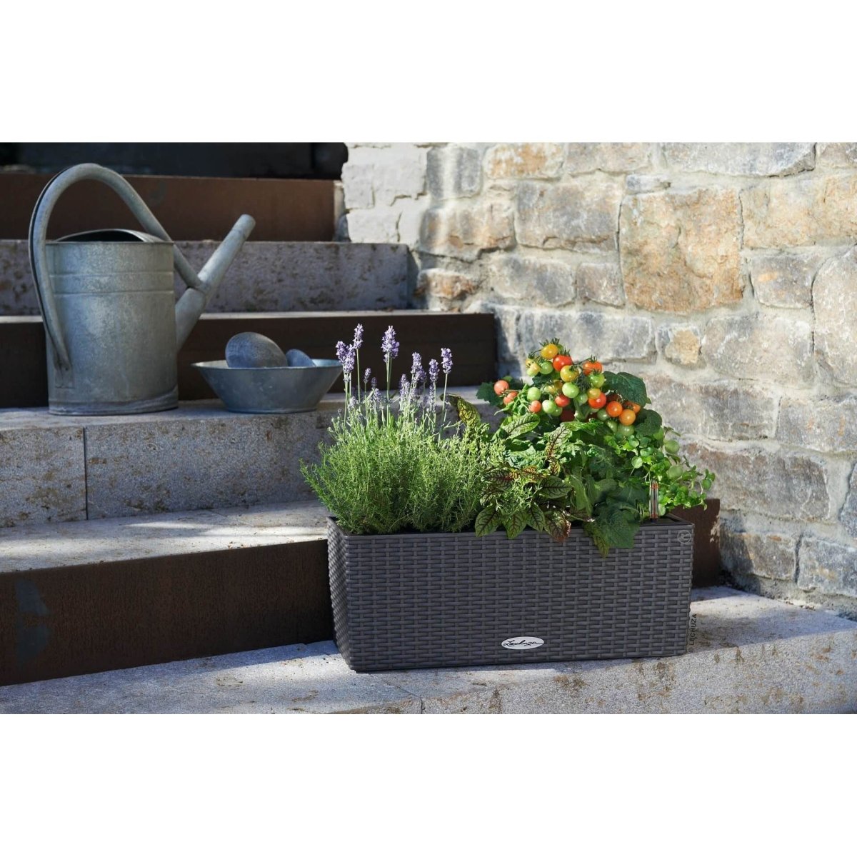 LECHUZA BALCONERA Cottage Komplettset granit - SHW - FIRE