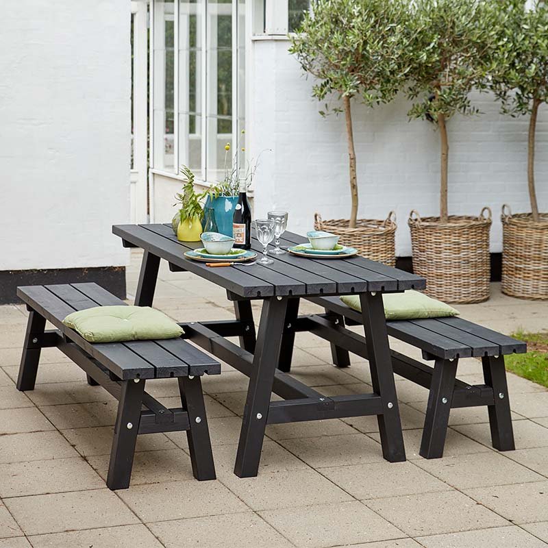 Country Plankengarnitur 1 Tisch und 2 Bänke - SHW - FIRE