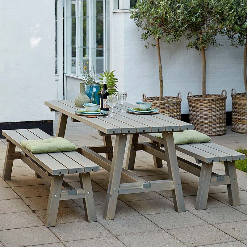 Country Plankengarnitur 1 Tisch und 2 Bänke - SHW - FIRE