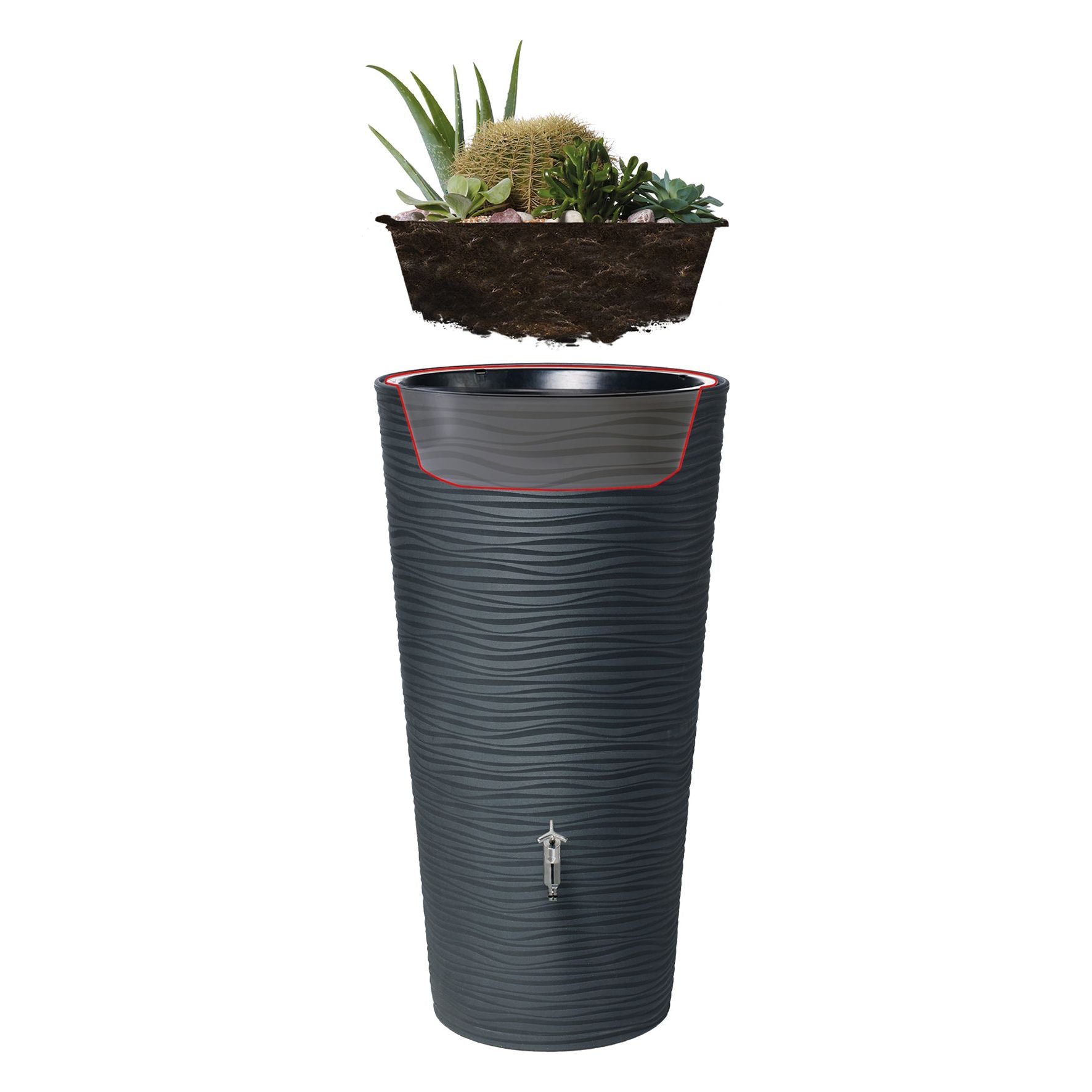 GARANTIA NATURA 2in1 Regenspeicher 210 L, mit Pflanzschale - grau -