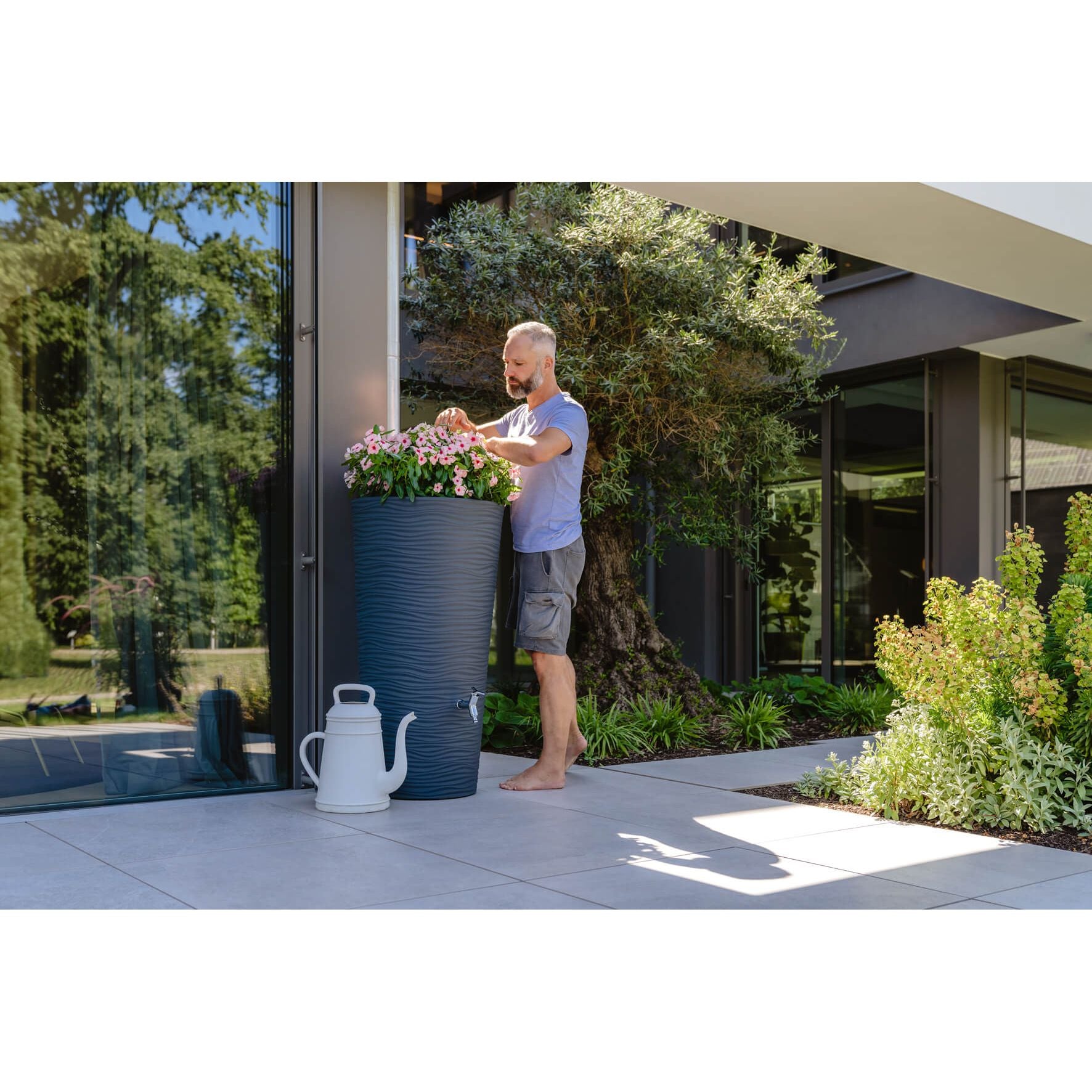 GARANTIA NATURA 2in1 Regenspeicher 210 L, mit Pflanzschale - grau -