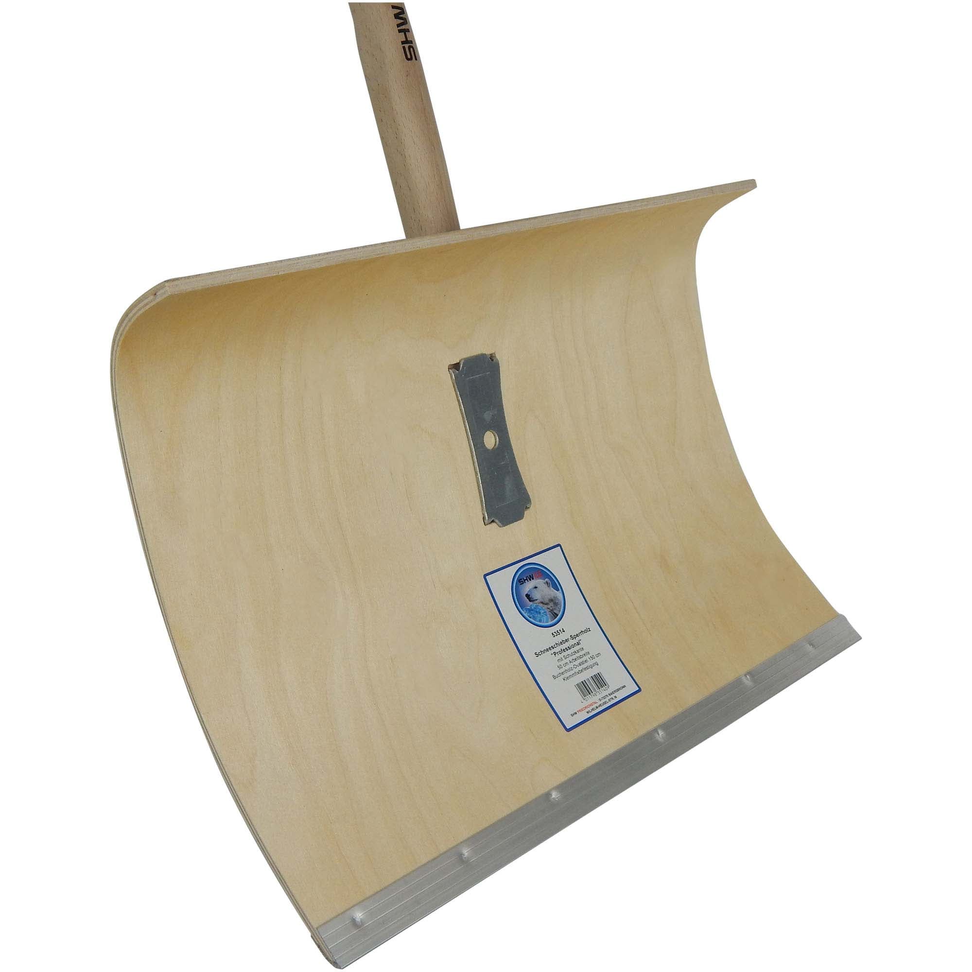 SHW Schneeschieber-Sperrholz Blatt 5-fach verleimt, 50 cm breit, mit Holzstiel 1500 mm
