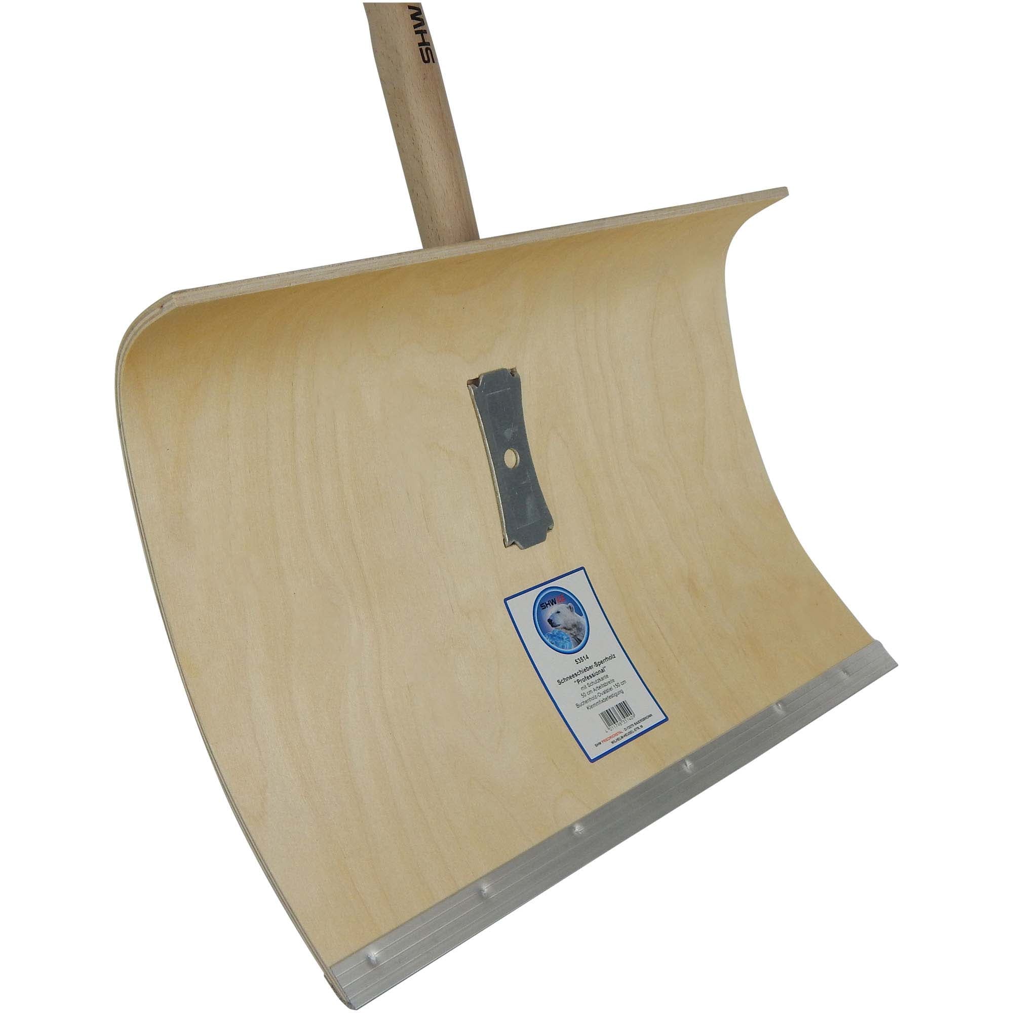 SHW Schneeschieber-Sperrholz Blatt 5-fach verleimt, 50 cm breit,  mit Holzstiel 1500 mm