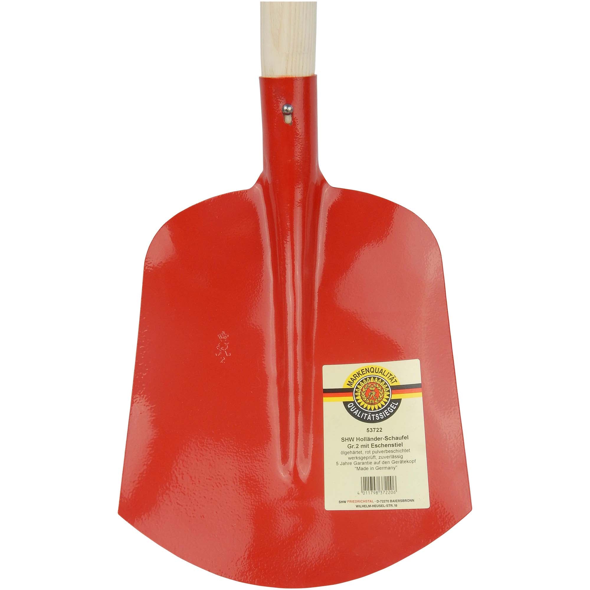SHW Holländer Schaufel, Gr. 2, rot, mit Gerätestiel 135 cm Eschenholz