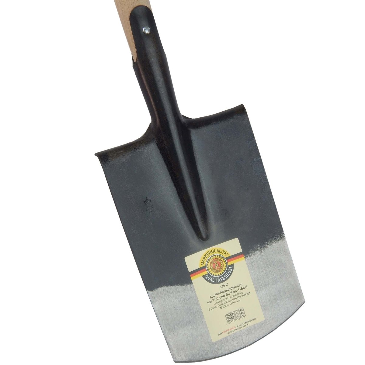 SHW Apollo - Spaten 1/2 poliert, mit umgebogenem Tritt und Buchenstiel - SHW - FIRE