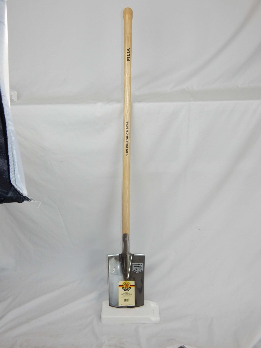 SHW Filia - Gärtnerspaten rostfreier Edelstahl 1/1 poliert mit Spatentritt und Eschenstiel - SHW - FIRE