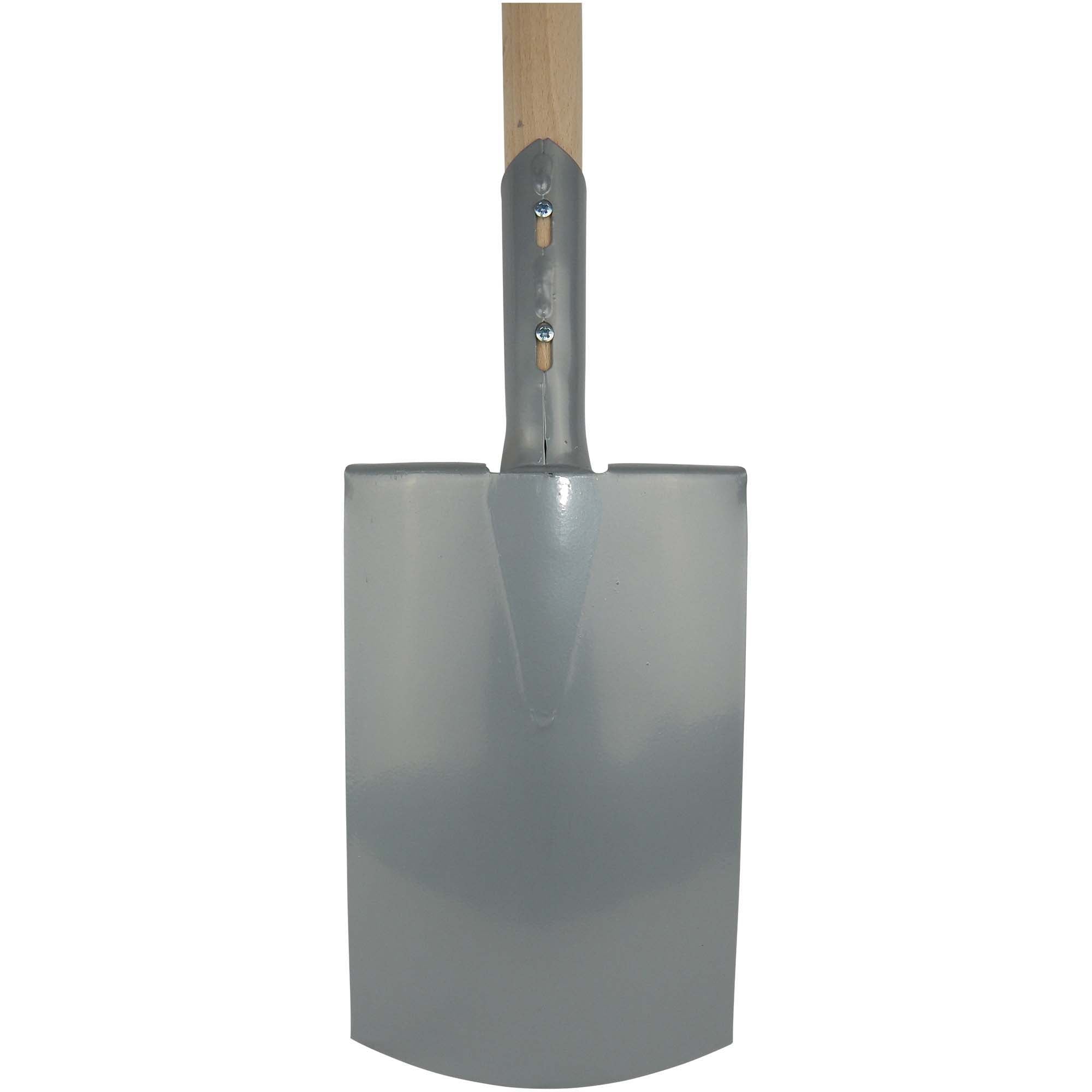 SHW Havau-Rohrdüllspaten Gärtnerform silber gepulvert mit umgebogenem Tritt und Buchenstiel 1700 g