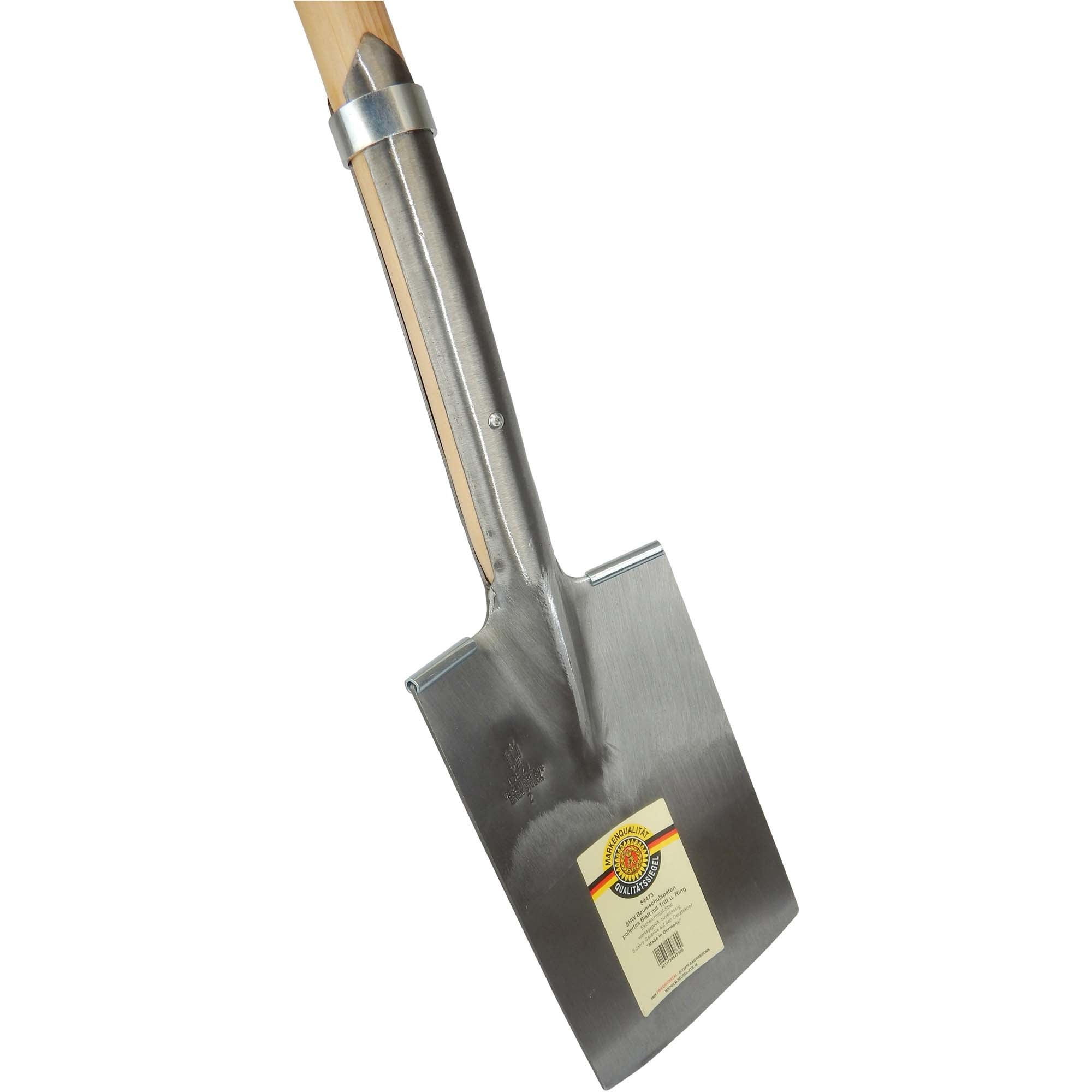 SHW Rode-/Baumschulspaten mit Doppelfeder und Spatentritt mit Eschenstiel Knopf-Griff