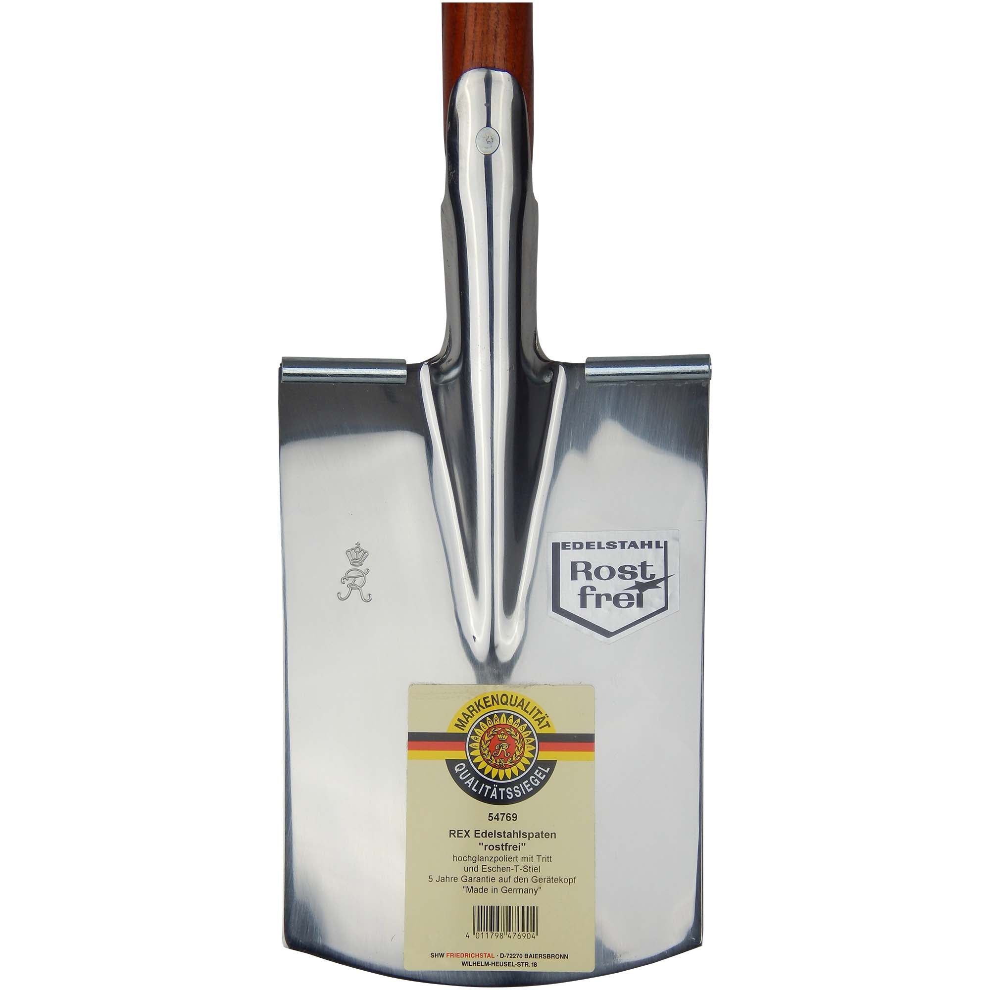 SHW Rex-Edelstahlspaten mit Tritt und Eschen-T-Stiel Default Title