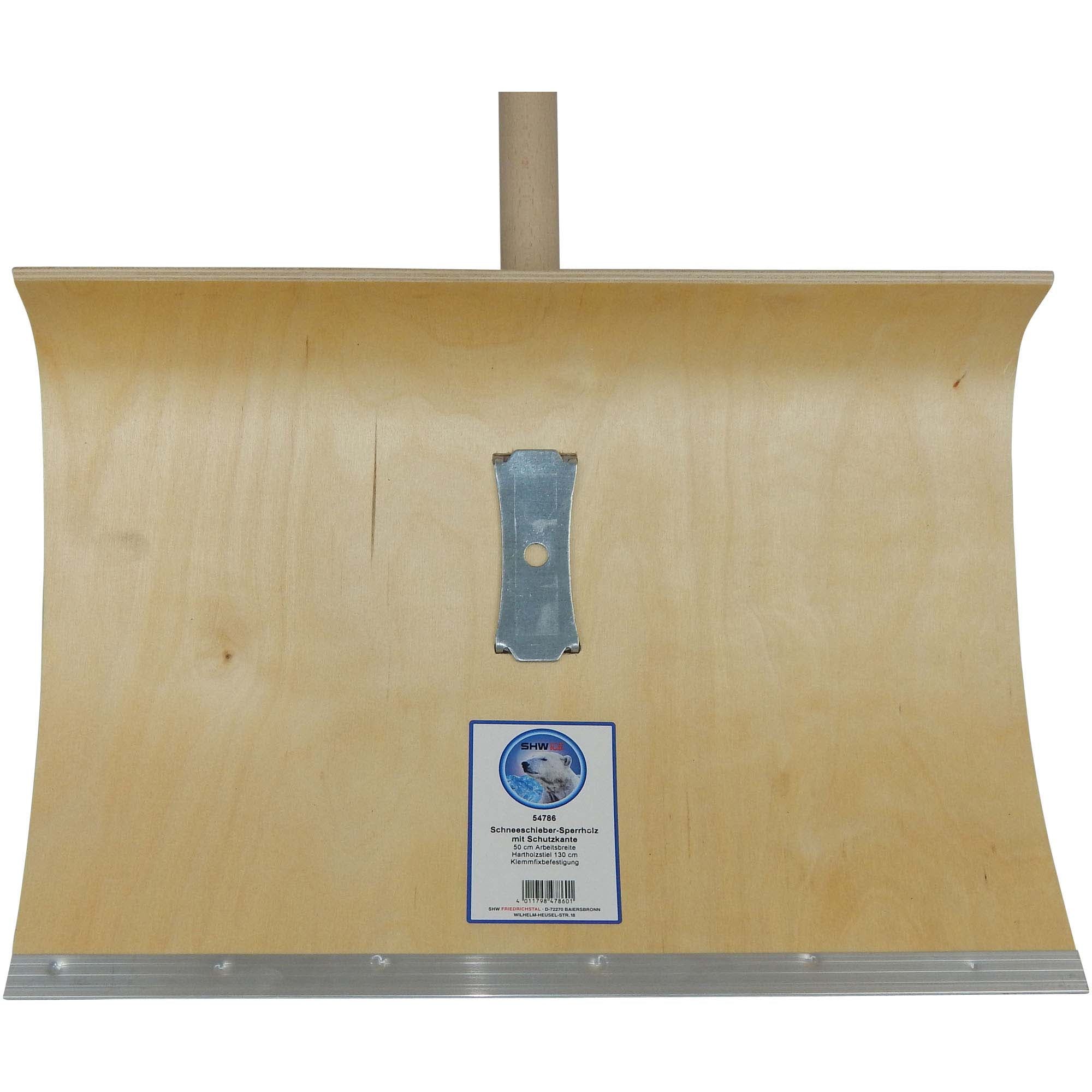 SHW Schneeschieber-Sperrholz Blatt 5-fach verleimt, 50 cm breit, mit Holzstiel 1300 mm