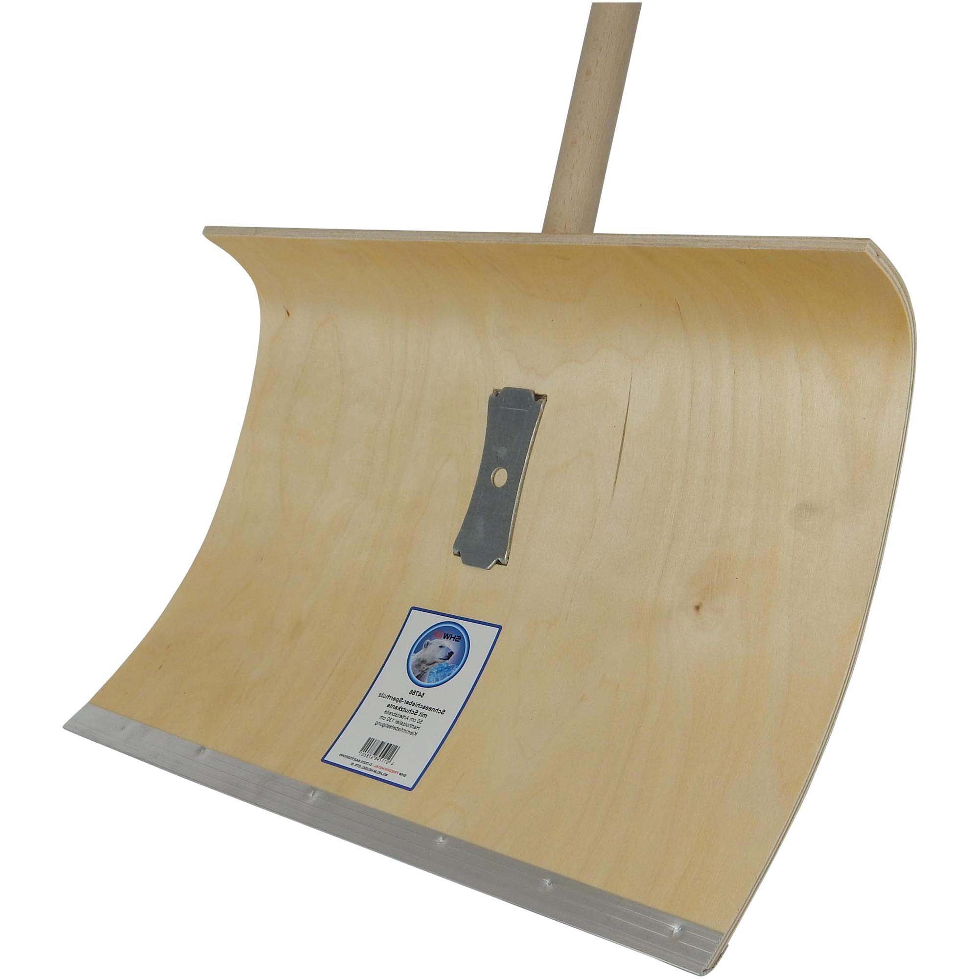 SHW Schneeschieber-Sperrholz Blatt 5-fach verleimt, 50 cm breit, mit Holzstiel 1300 mm