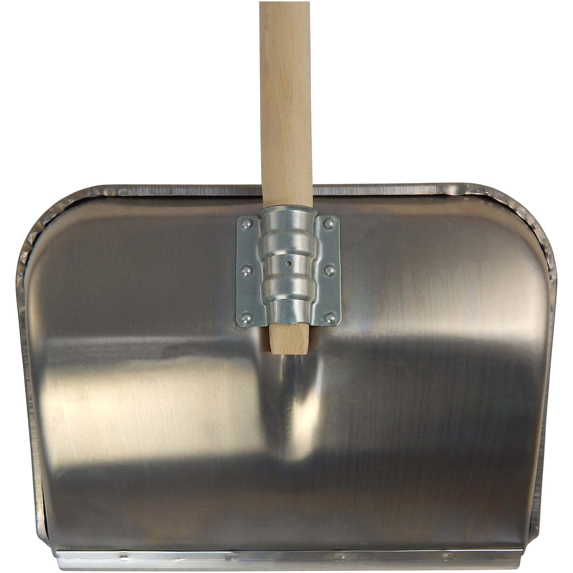 SHW Aluminium-Schneeräumer mit hochgezogenem Seitenrand und Holzstiel 470 x 350 mm