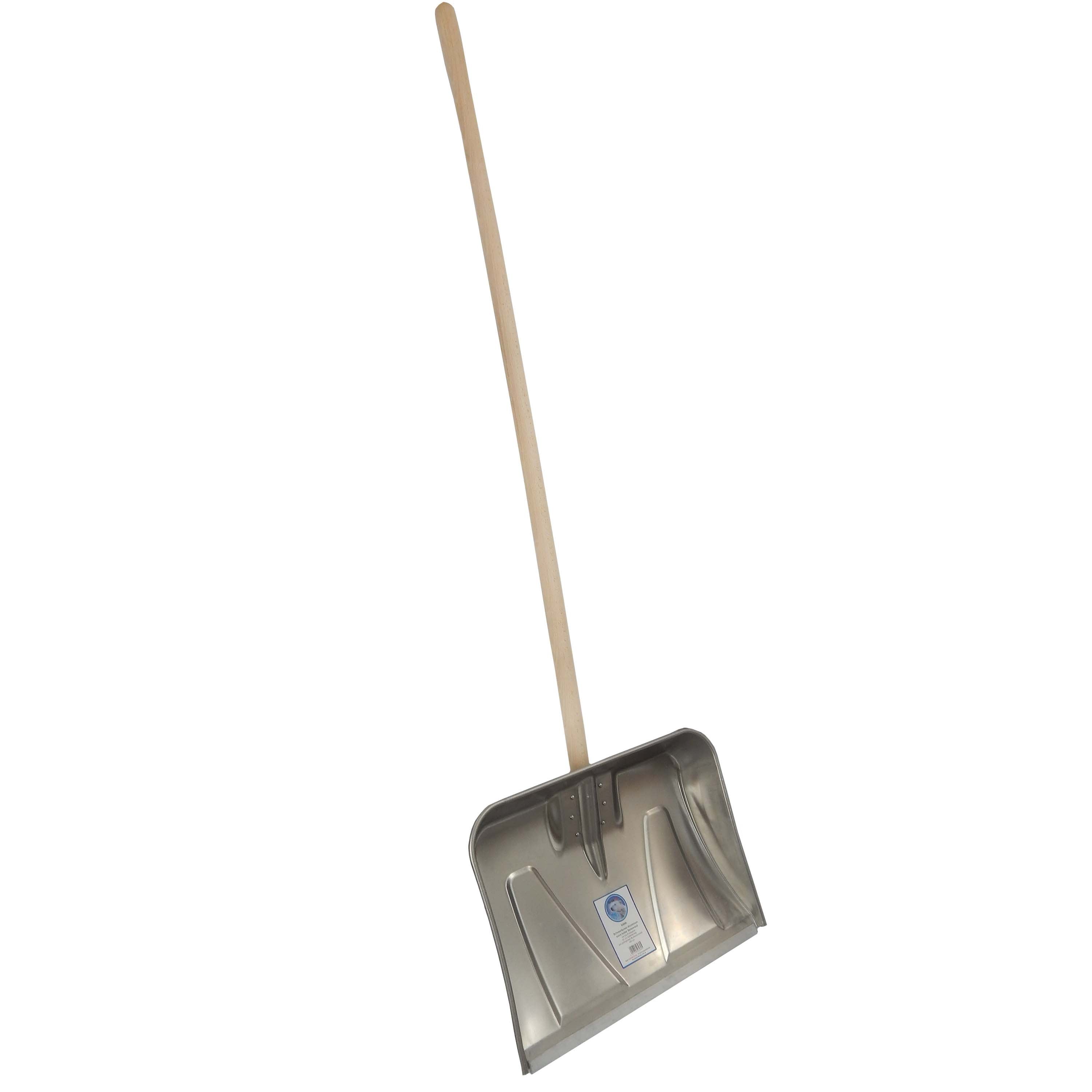 SHW Aluminium Schneeräumer mit hochgezogenem Seitenrand und Holzstiel Default Title