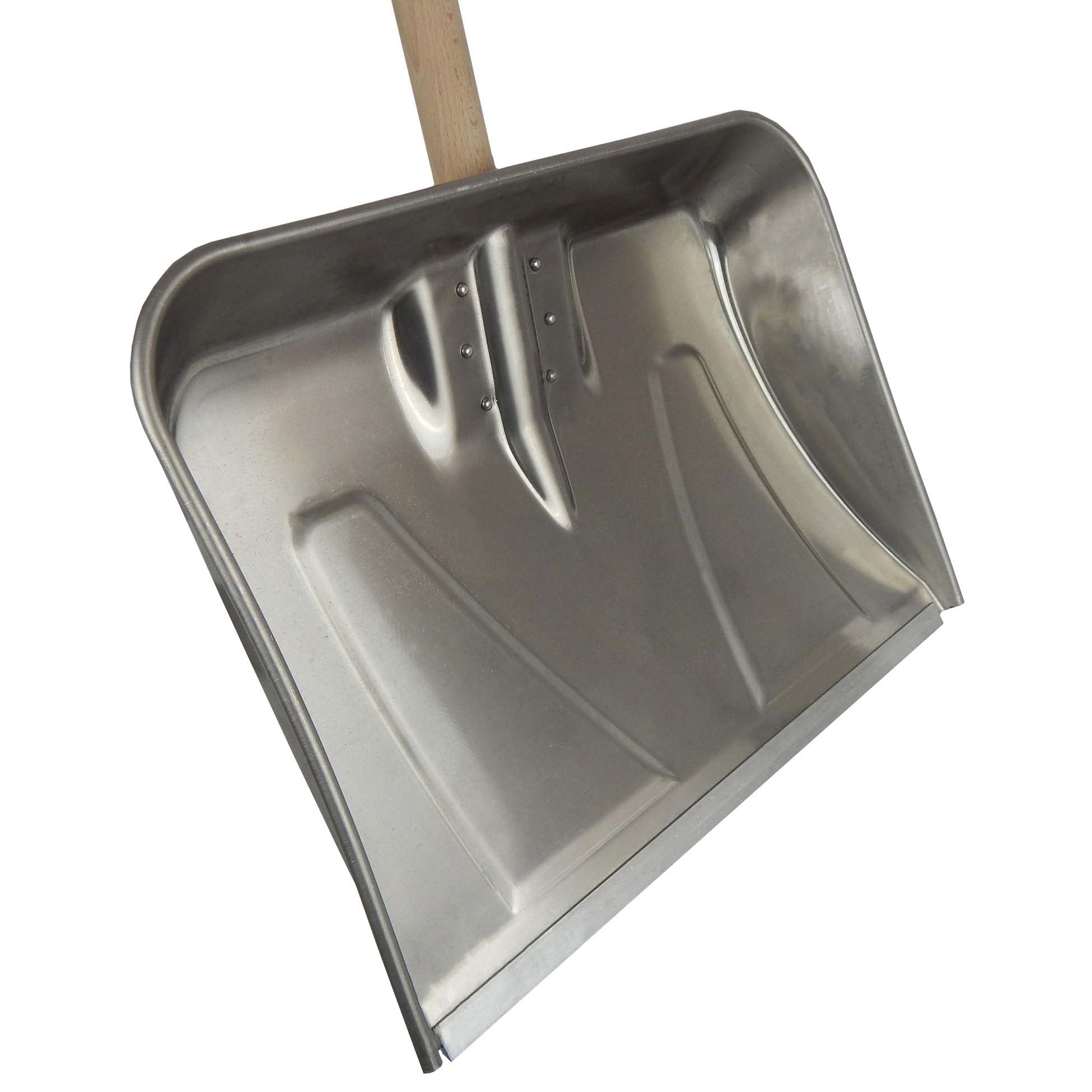 SHW Aluminium Schneeräumer mit hochgezogenem Seitenrand und Holzstiel Default Title