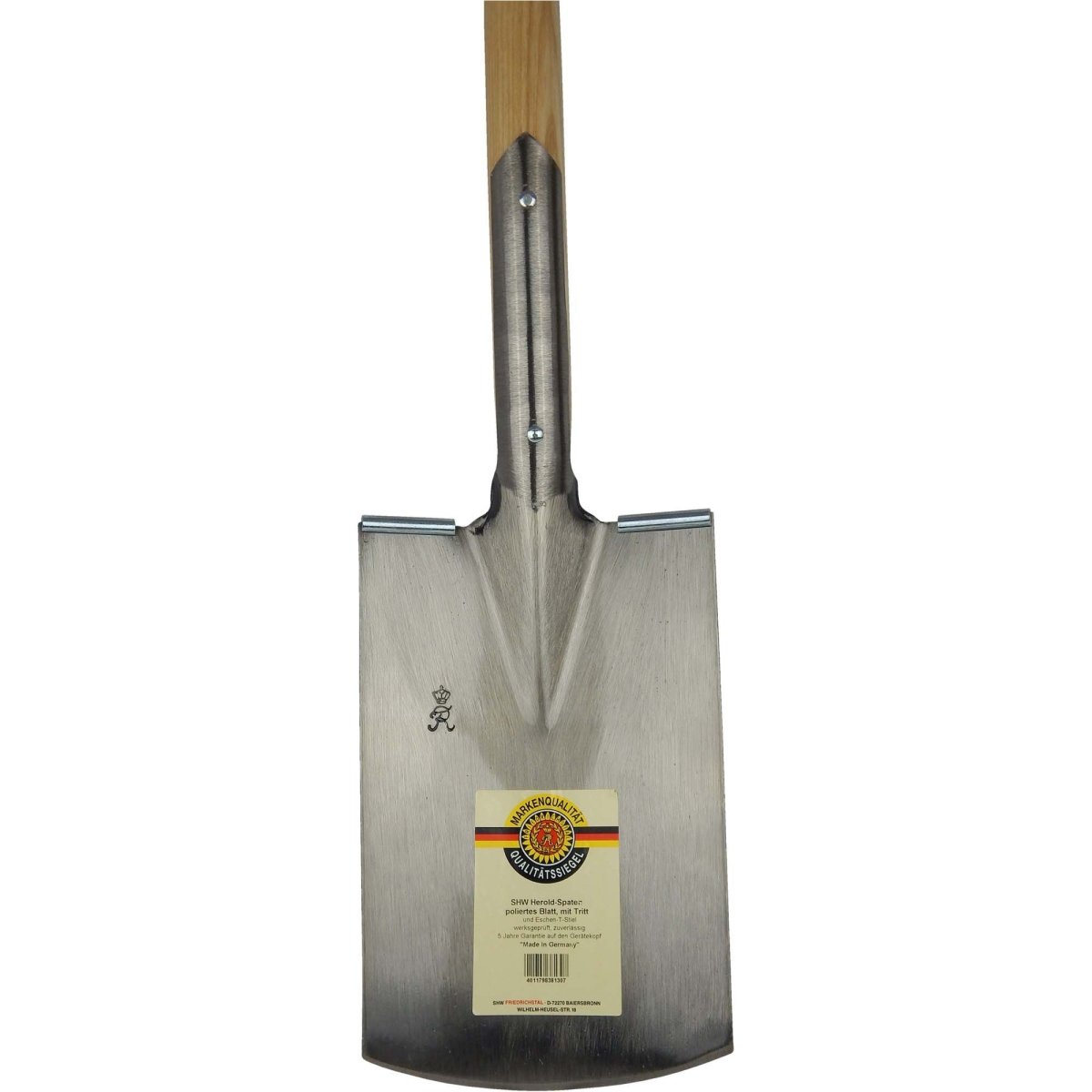 SHW Herold - Gärtnerspaten 1/1 poliert mit Spatentritt und Hickorystiel - SHW - FIRE