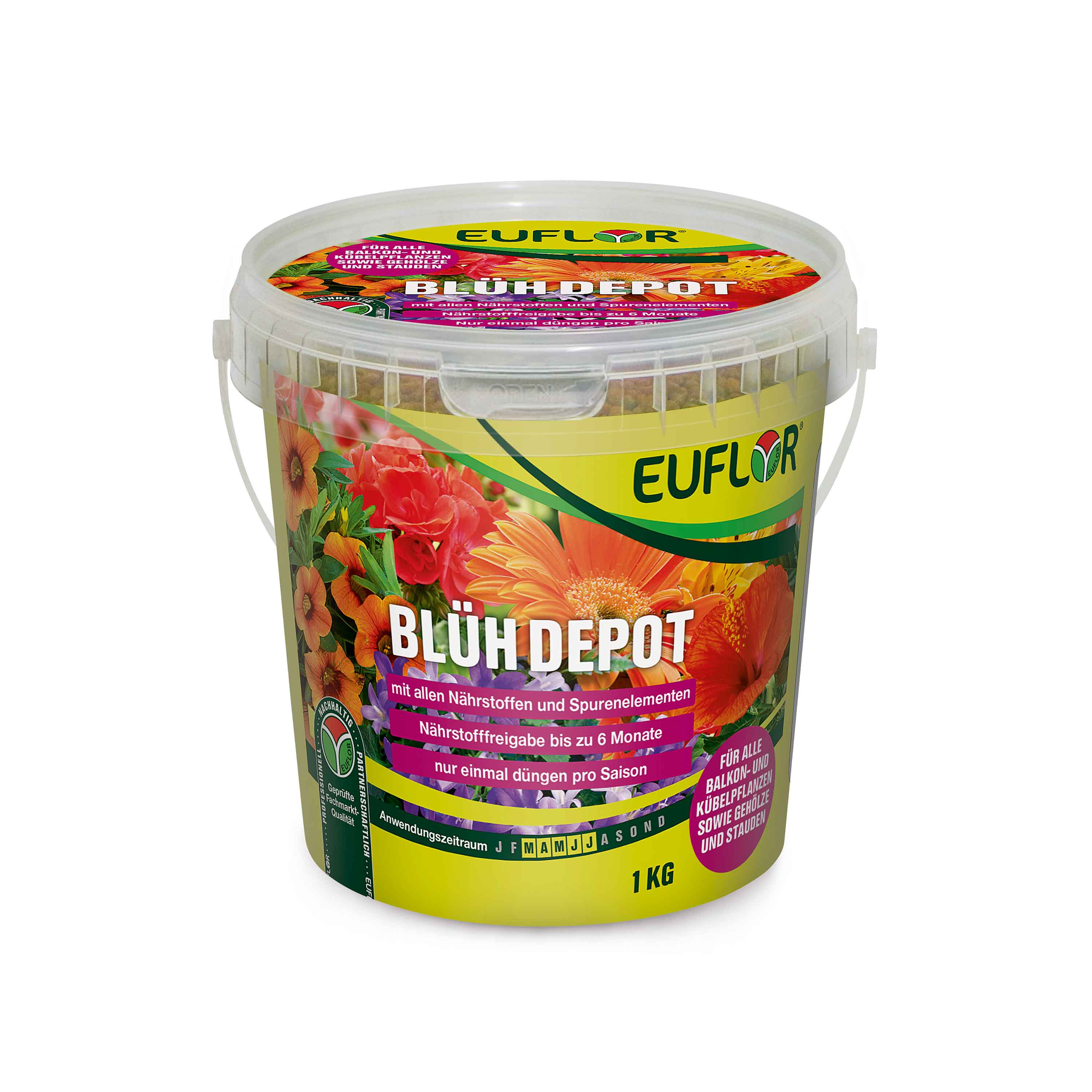 EUFLOR Blühdepot - Spezialdünger für alle Balkon- und Kübelpflanzen - 1 kg Eimer