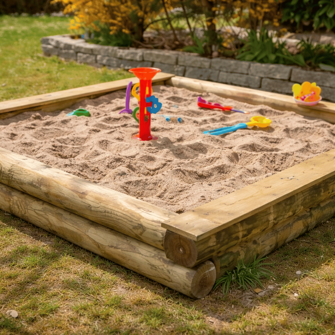 Sandkasten - Rundholz - inkl. 2 Sitzbrettern - SHW - FIRE