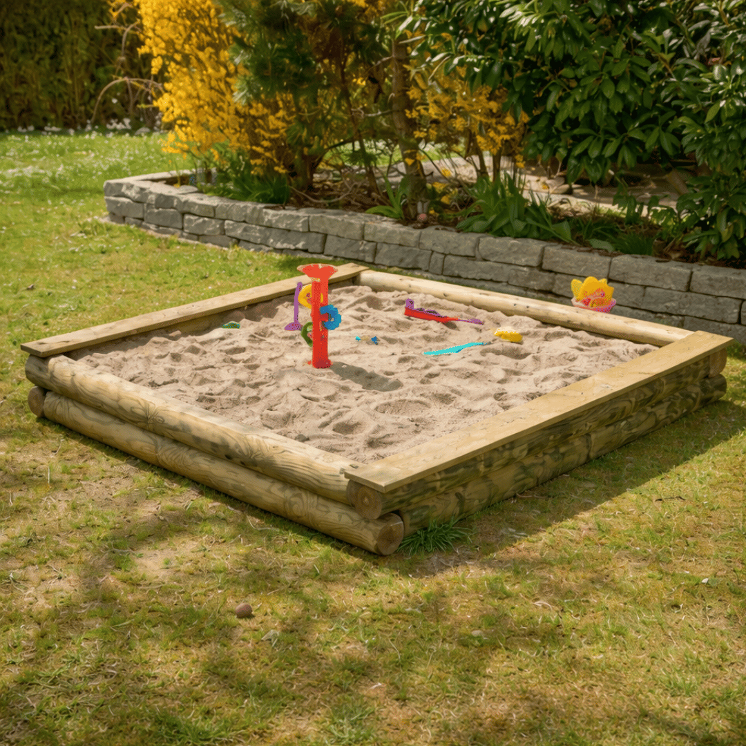 Sandkasten - Rundholz - inkl. 2 Sitzbrettern - SHW - FIRE