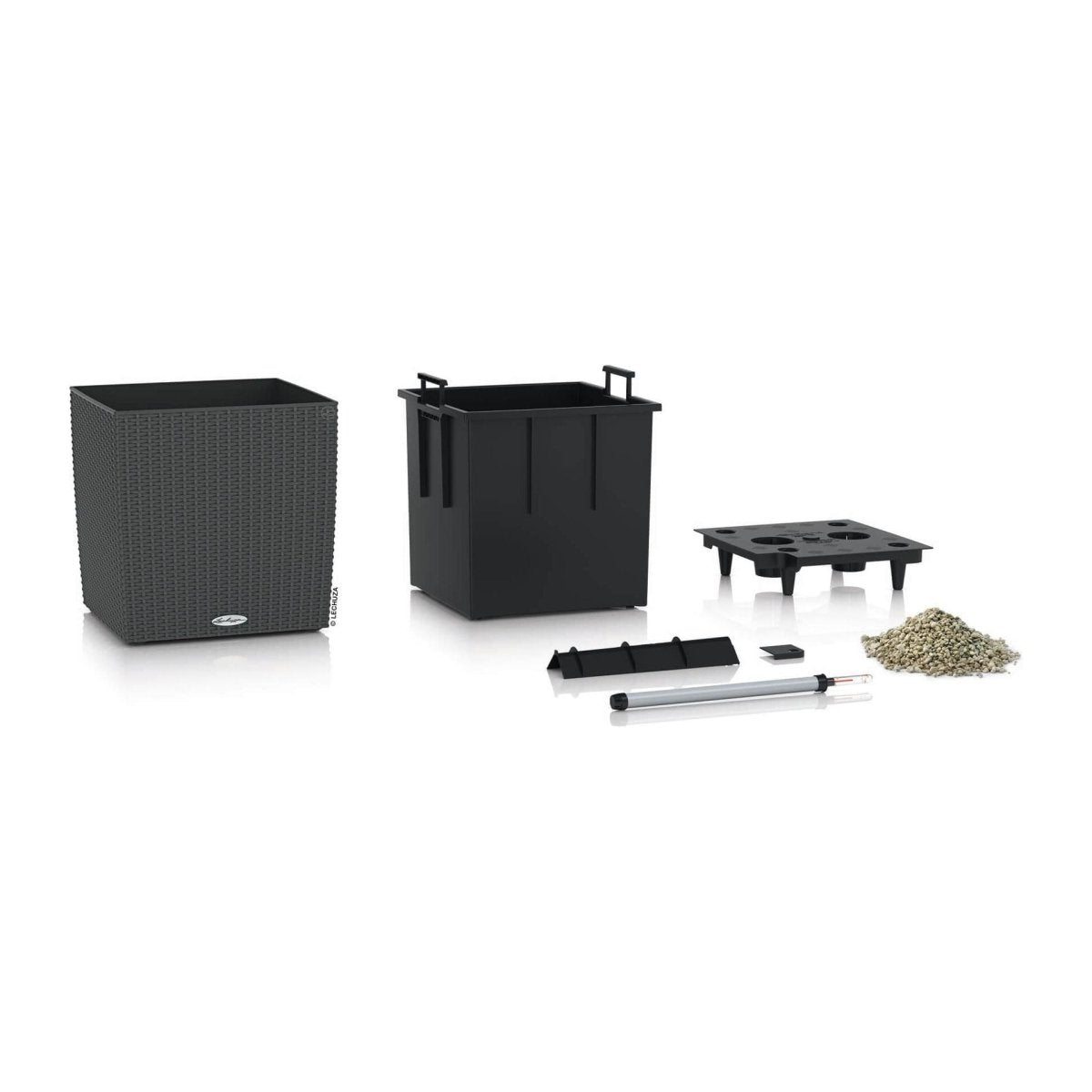 LECHUZA CUBE Cottage Komplettset granit - SHW - FIRE