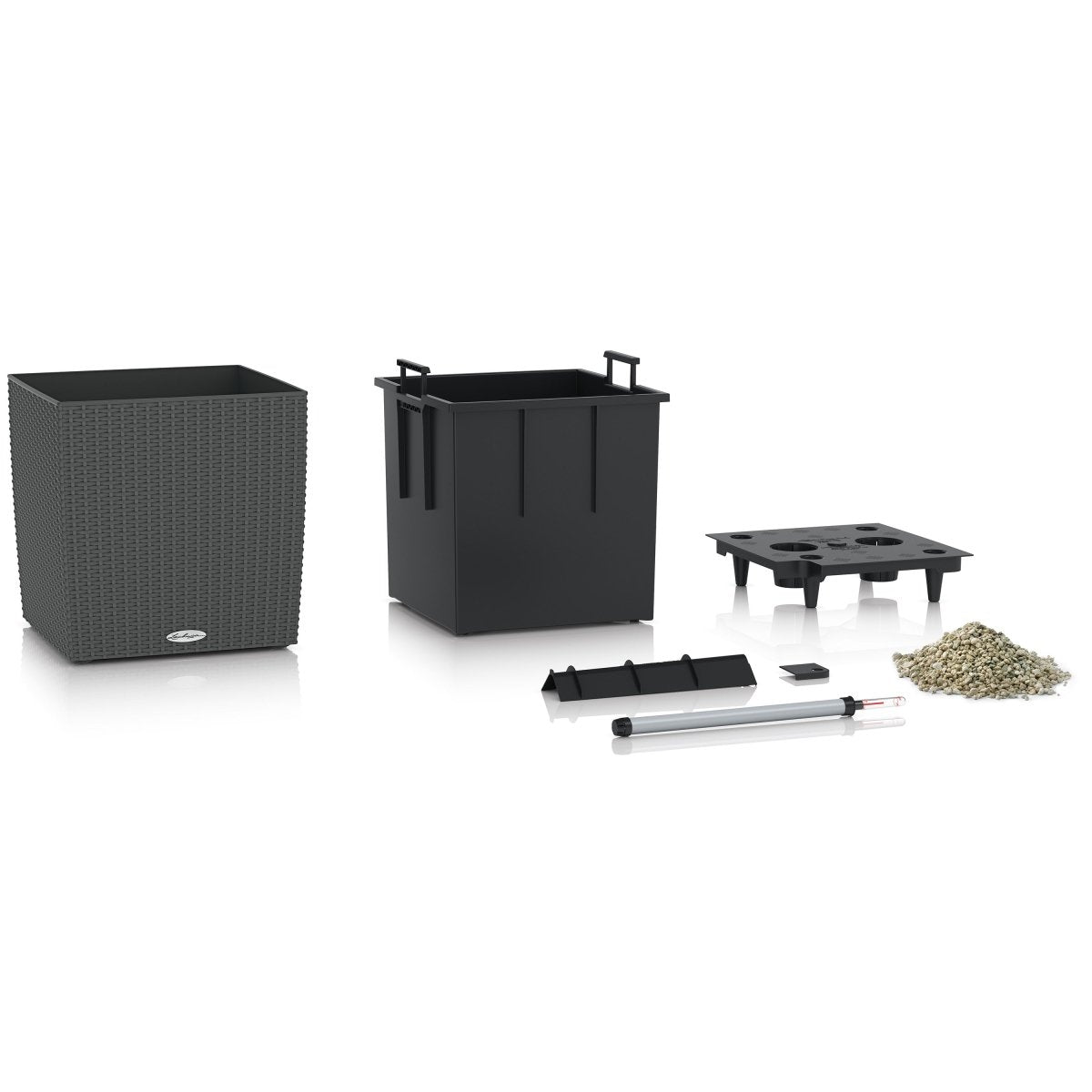 LECHUZA CUBE Cottage Komplettset granit - SHW - FIRE