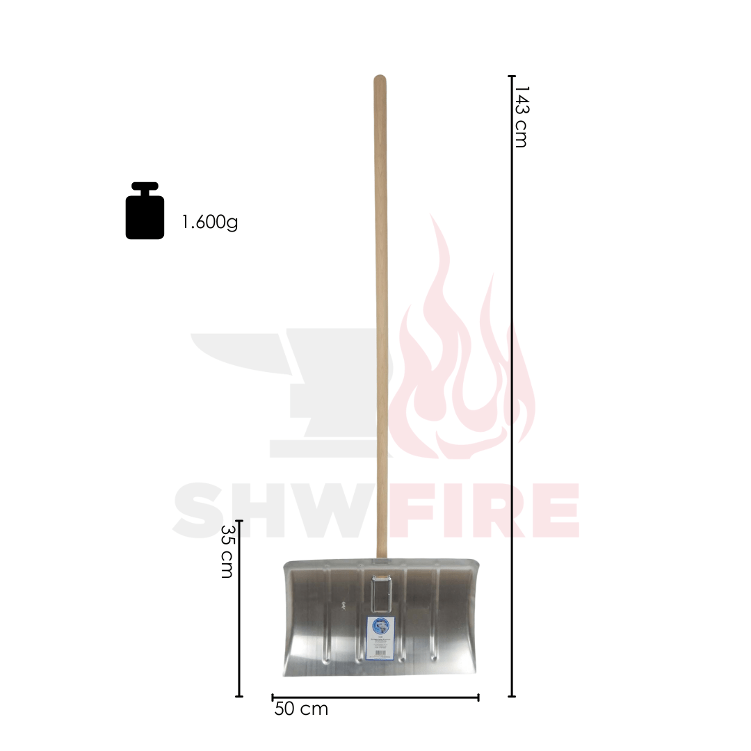 SHW Schneeschieber - Aluminium 50 cm mit Schnittkante und Stiel - SHW - FIRE