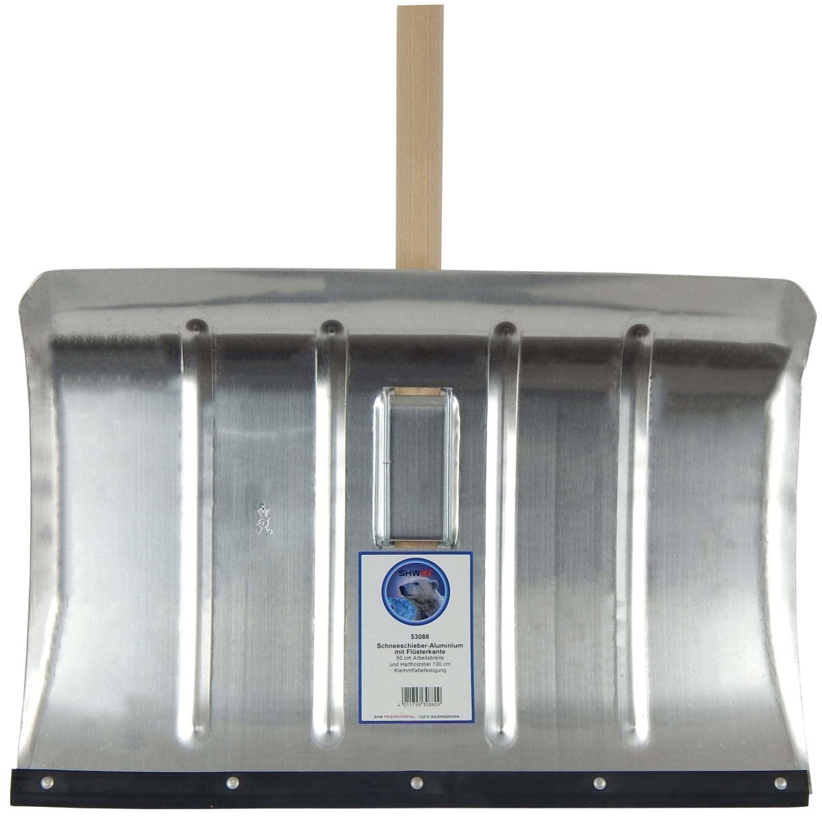 SHW Schneeschieber - Aluminium 50 cm mit Flüsterkante und Holzstiel 130 cm - SHW - FIRE