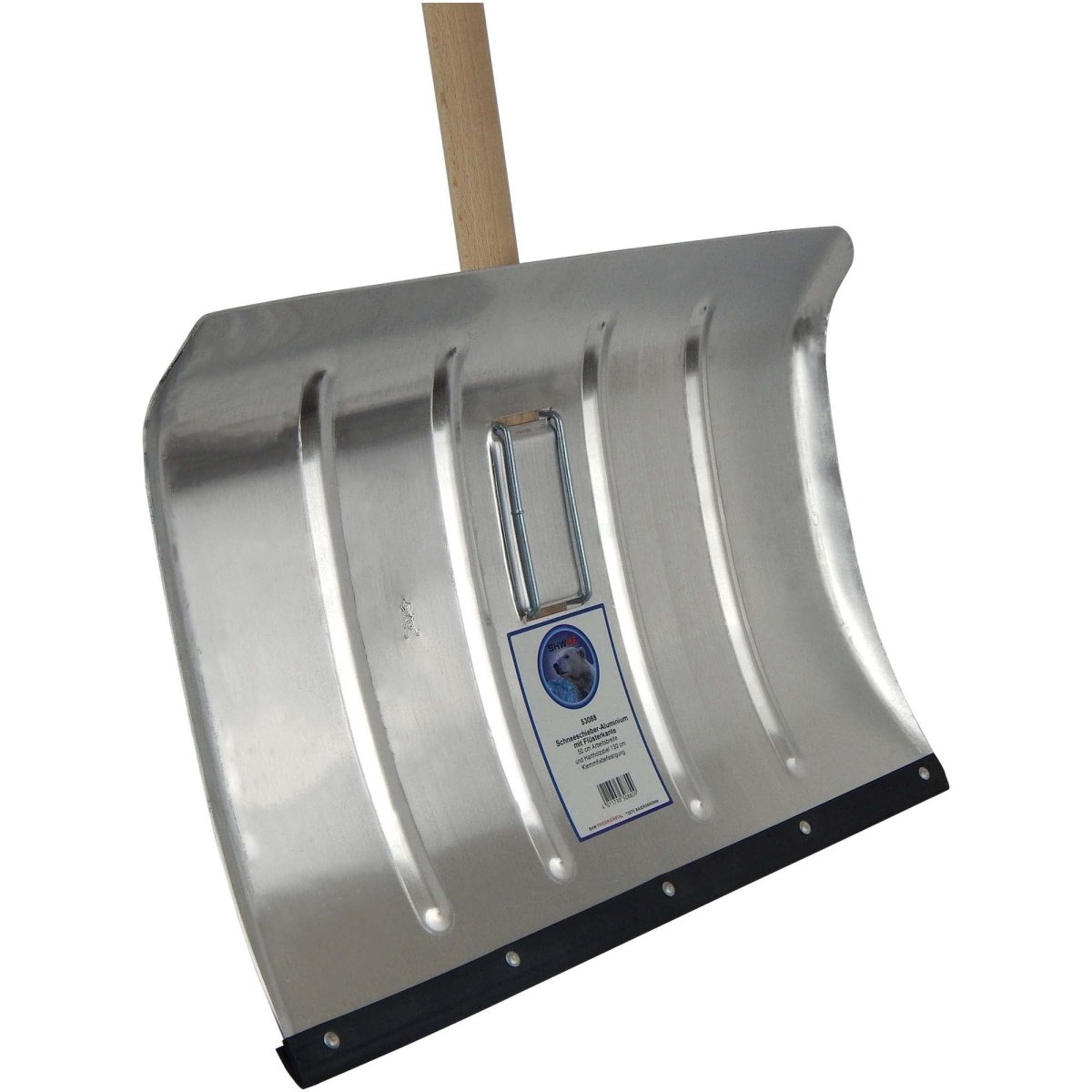 SHW Schneeschieber - Aluminium 50 cm mit Flüsterkante und Holzstiel 130 cm - SHW - FIRE