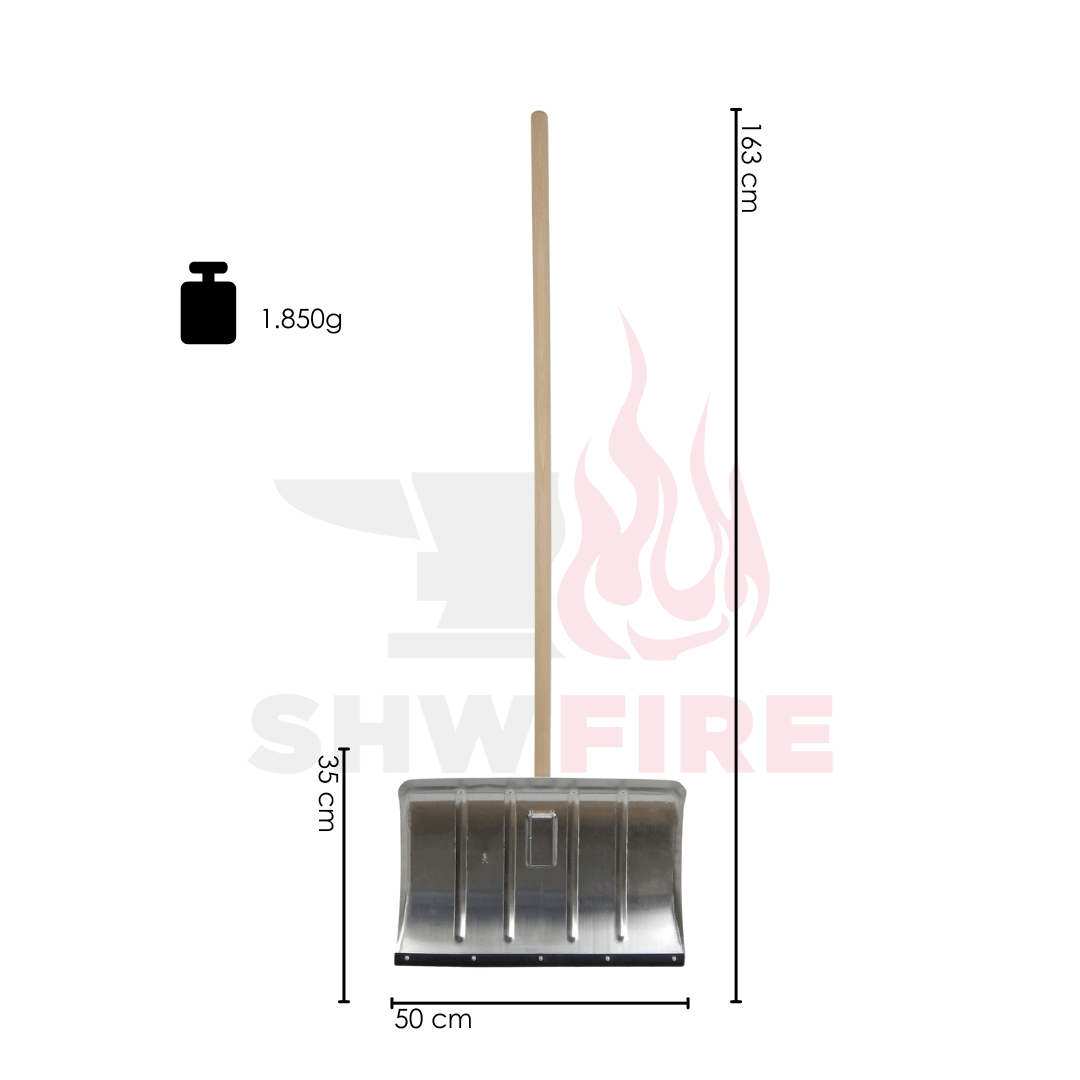 SHW Schneeschieber - Aluminium 50 cm mit Flüsterkante und Ovalstiel 150 cm - SHW - FIRE