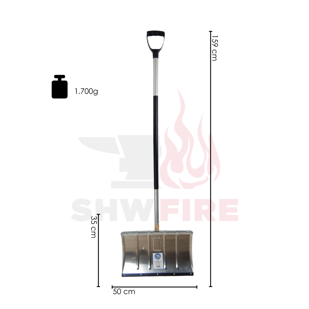 SHW Schneeschieber - Aluminium 50 cm mit Flüsterkante und ergonomischem Stiel - SHW - FIRE