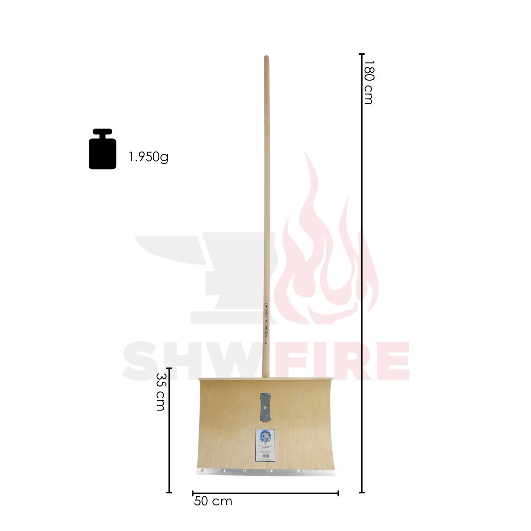SHW Schneeschieber - Sperrholz Blatt 5 - fach verleimt, 50 cm breit, mit Holzstiel - SHW - FIRE