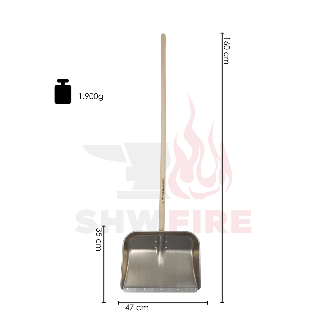 SHW Aluminium - Schneeräumer mit hochgezogenem Seitenrand und Holzstiel - SHW - FIRE