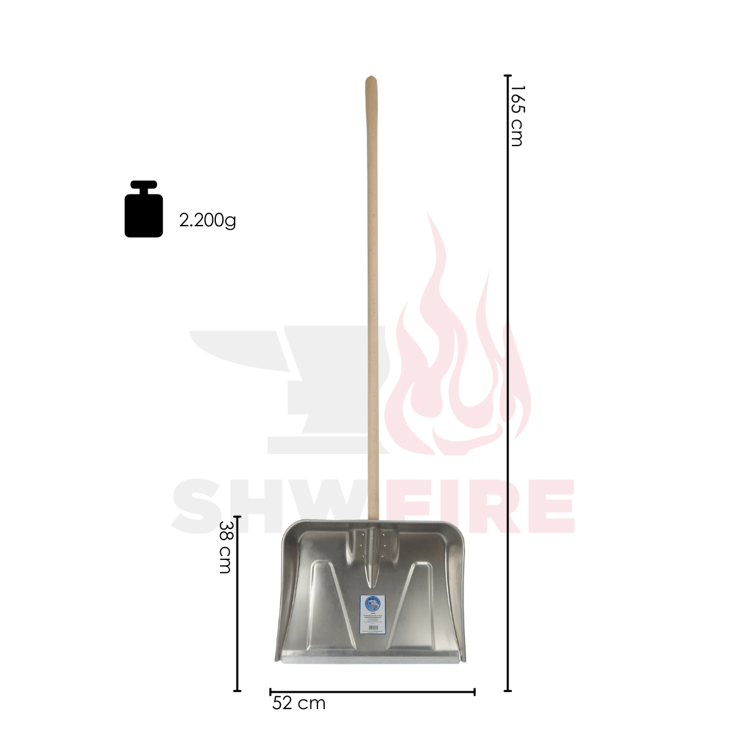 SHW Aluminium - Schneeräumer mit hochgezogenem Seitenrand und Holzstiel - SHW - FIRE