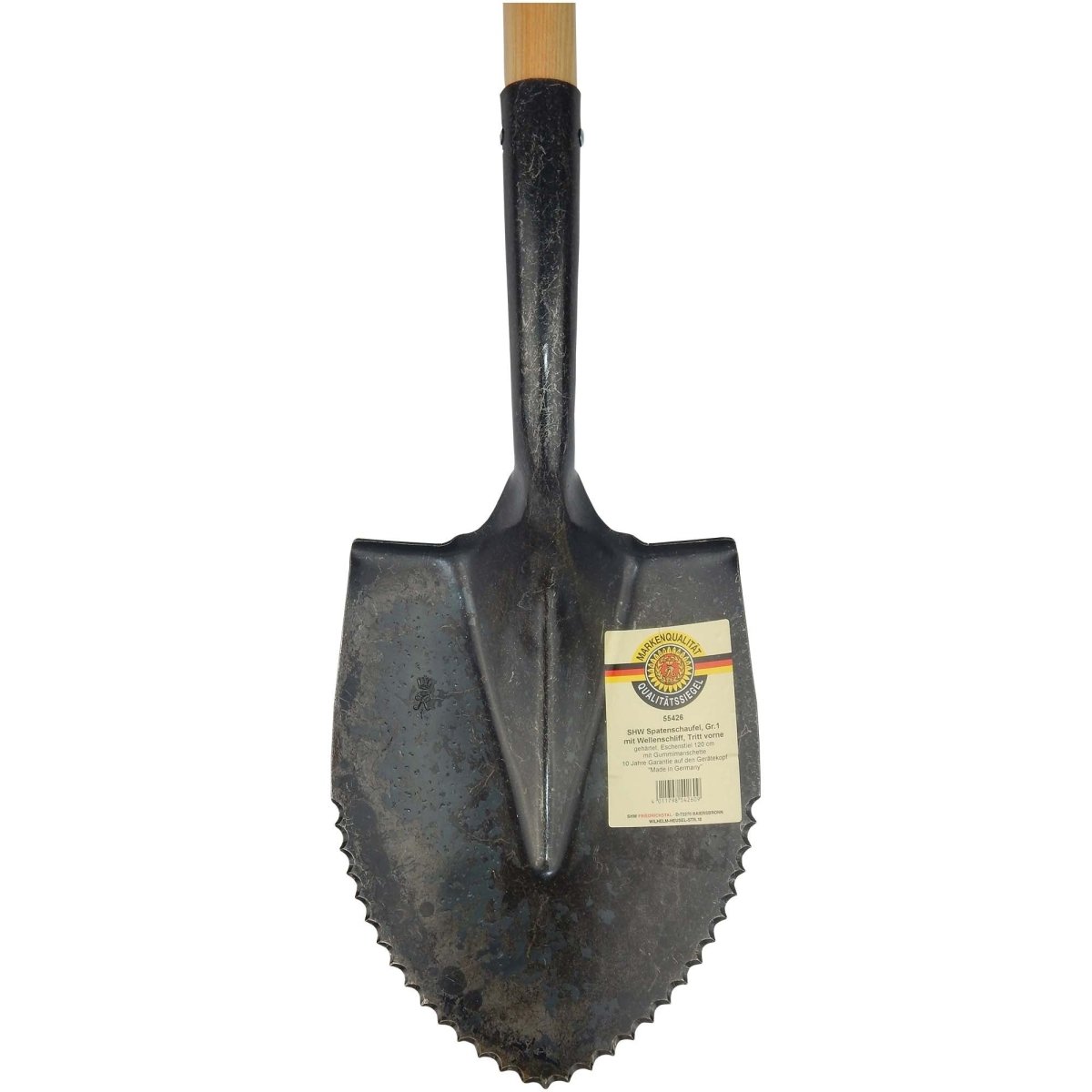 SHW Spatenschaufel Wellenschliff, mit schwarzem Griff und Eschenstiel 120 cm - SHW - FIRE