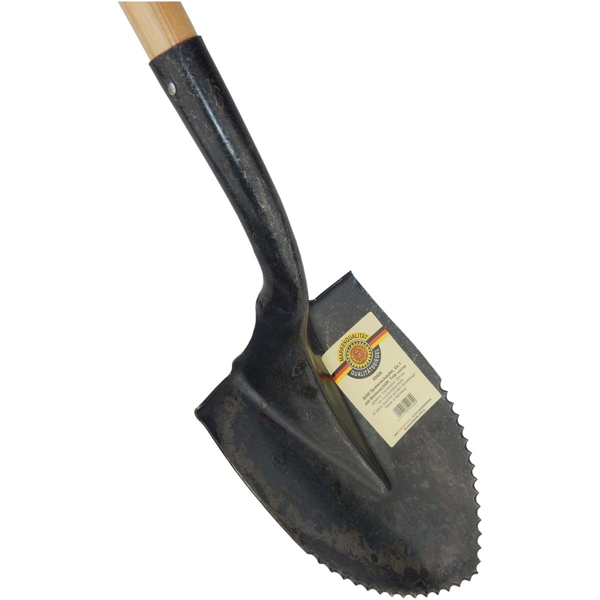 SHW Spatenschaufel Wellenschliff, mit schwarzem Griff und Eschenstiel 120 cm - SHW - FIRE
