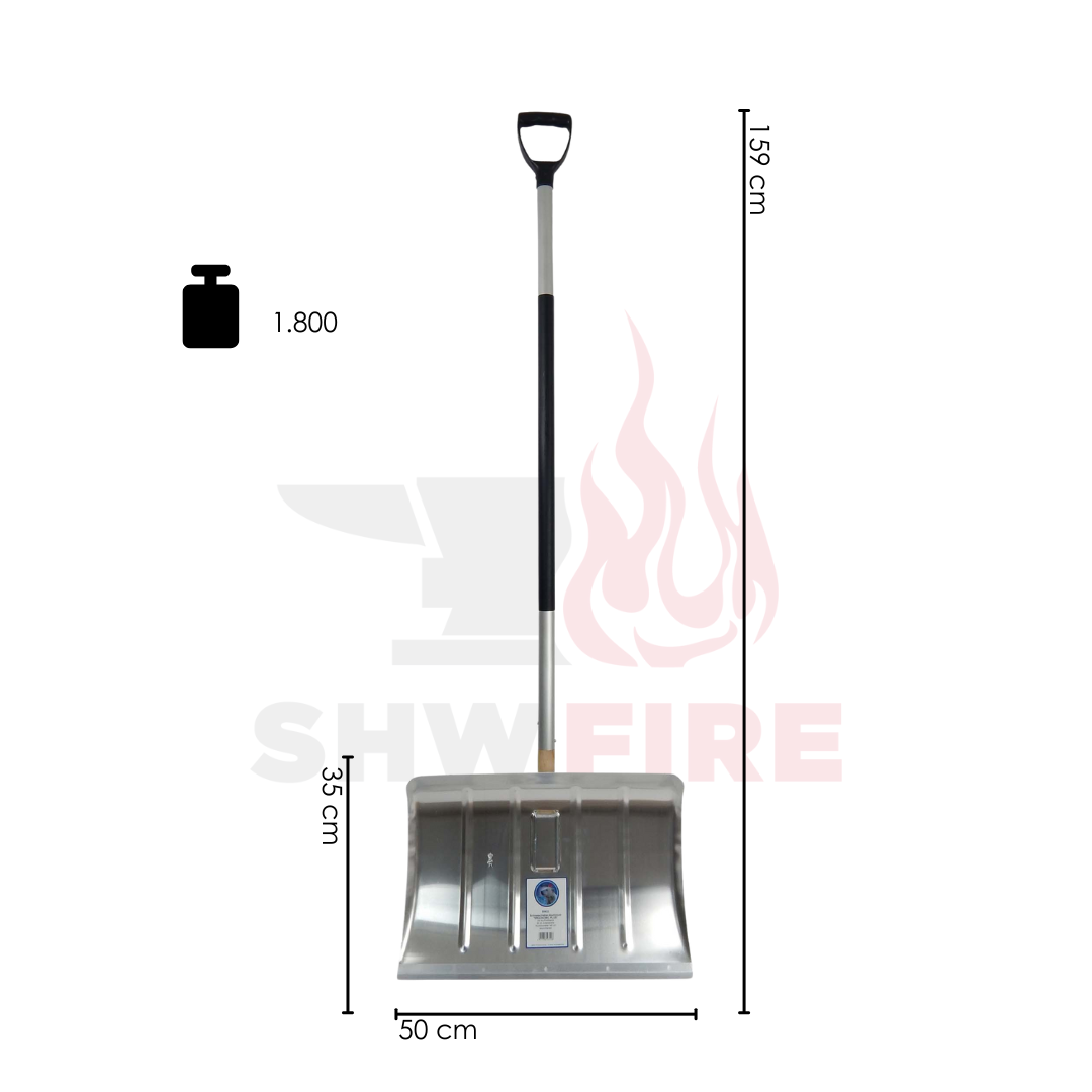 SHW Schneeschieber-Aluminium 50 cm mit Aluminiumkante und ergonomischem Stiel