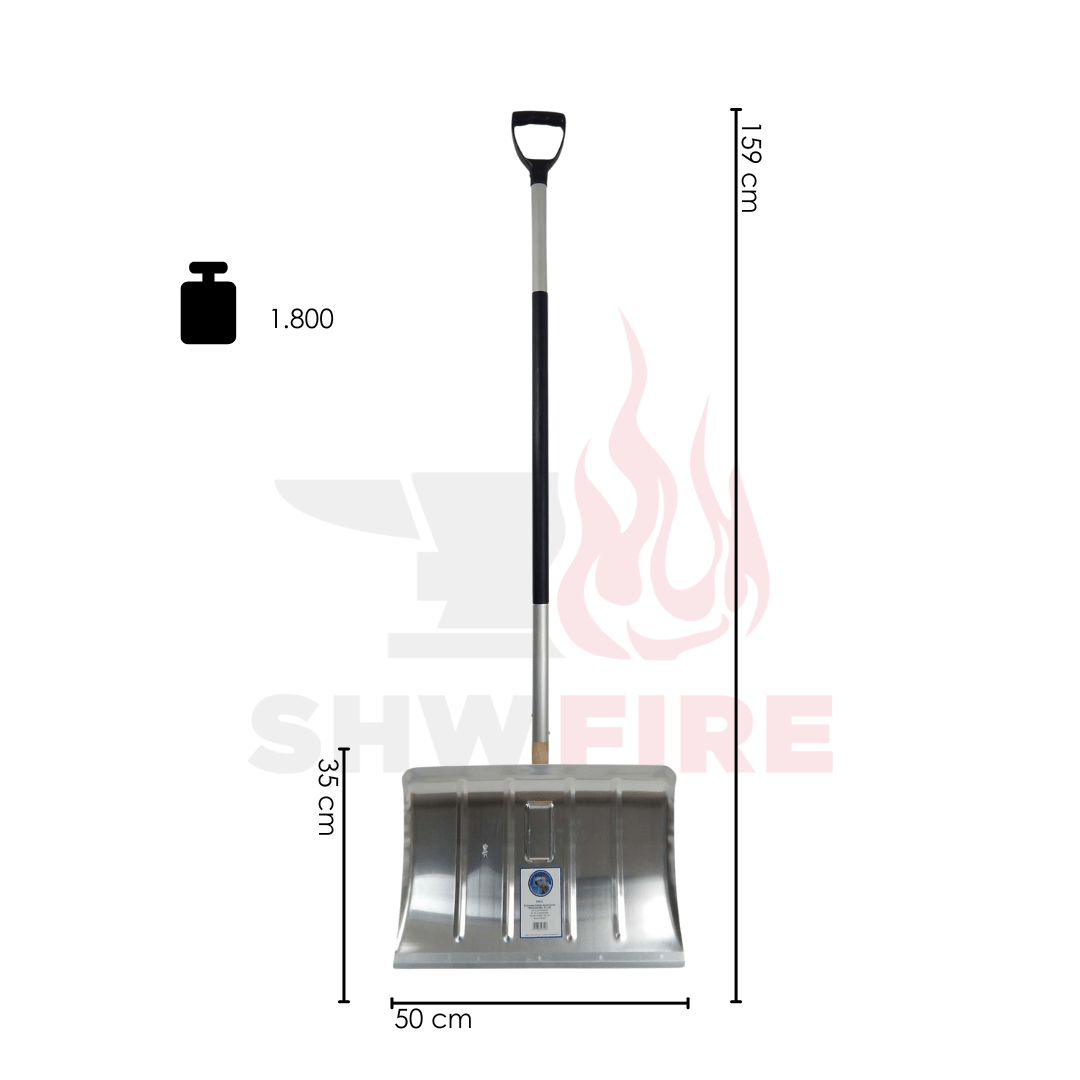 SHW Schneeschieber - Aluminium 50 cm mit Aluminiumkante und ergonomischem Stiel - SHW - FIRE