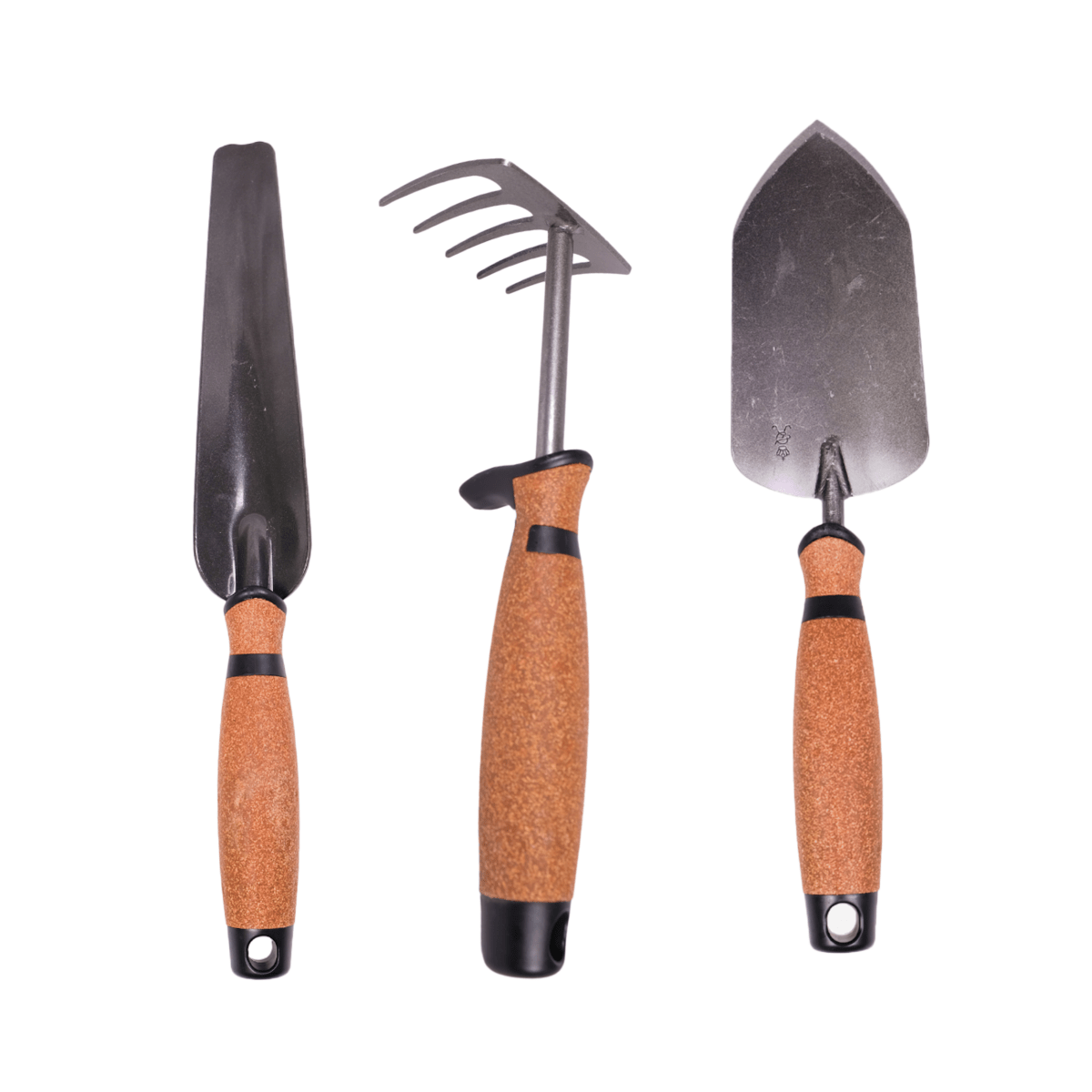 Set „Kork“: Blumenkelle + Kleinrechen (5 Zinken) + Unkrautstecher - SHW - FIRE