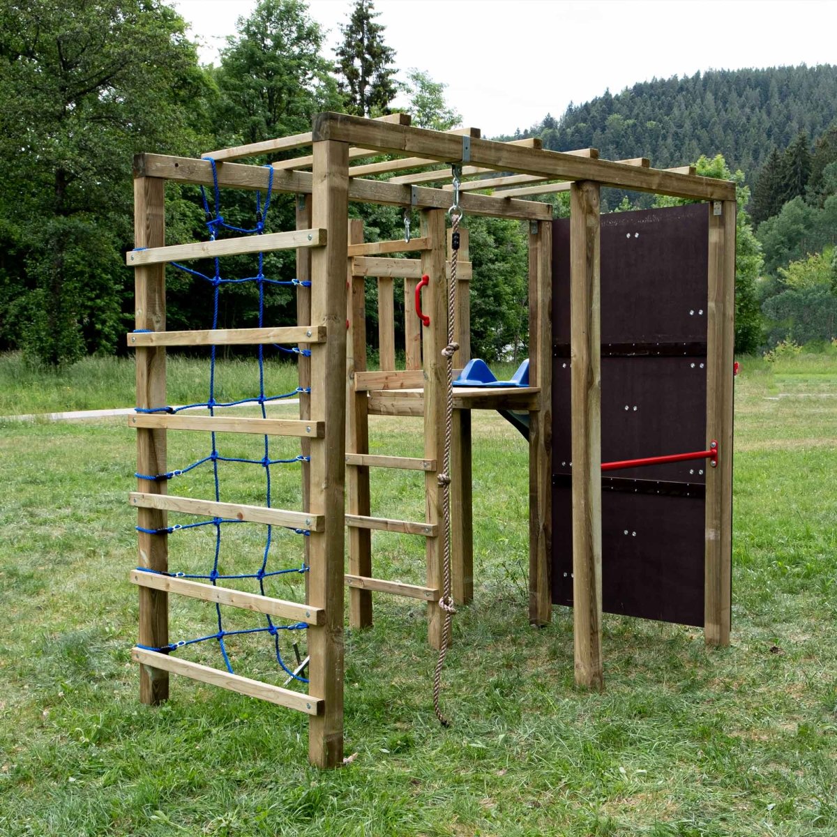 Klettergerüst XXL mit Rutschenpodest und Rutsche - kompletter Bausatz - SHW - FIRE