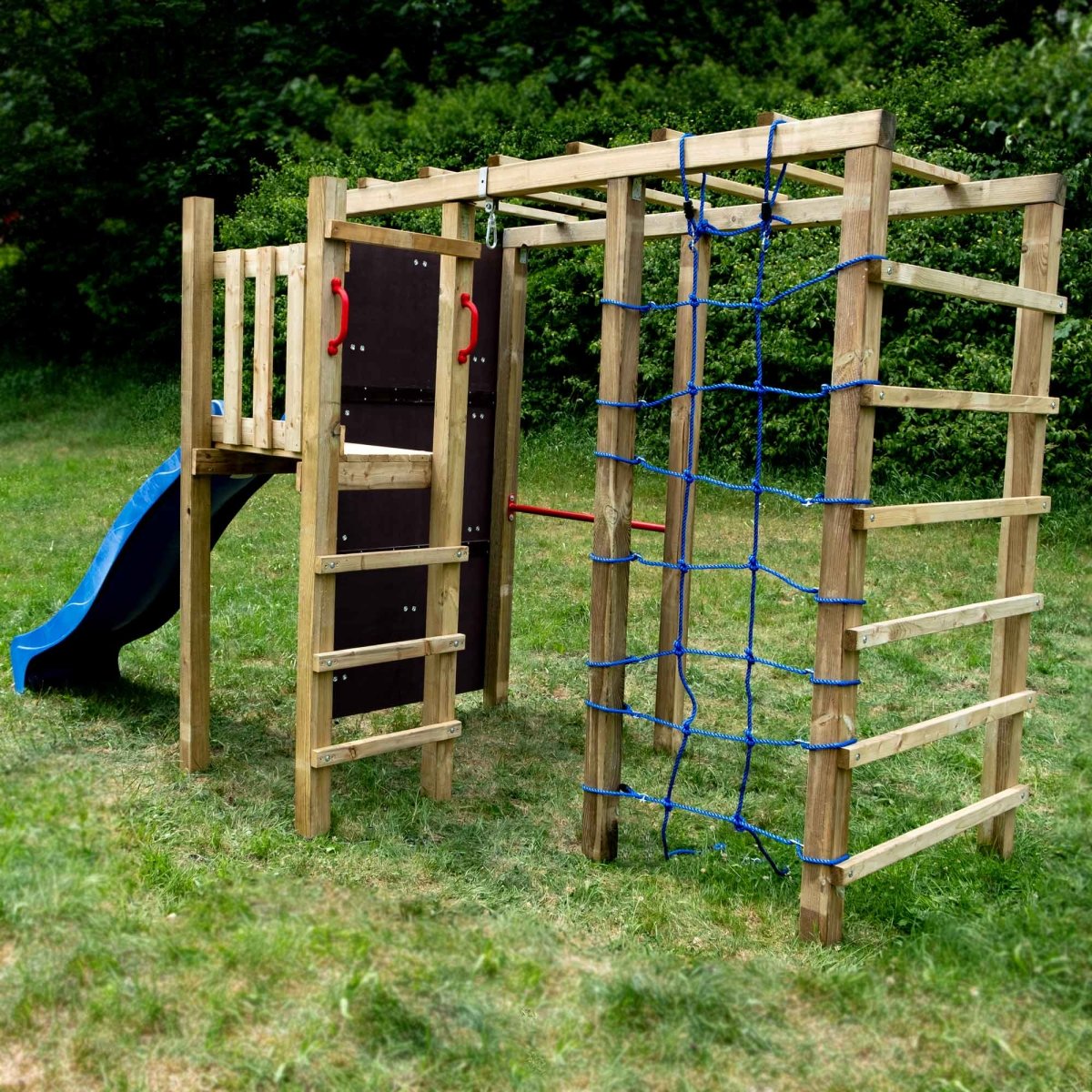 Klettergerüst XXL mit Rutschenpodest und Rutsche - kompletter Bausatz - SHW - FIRE
