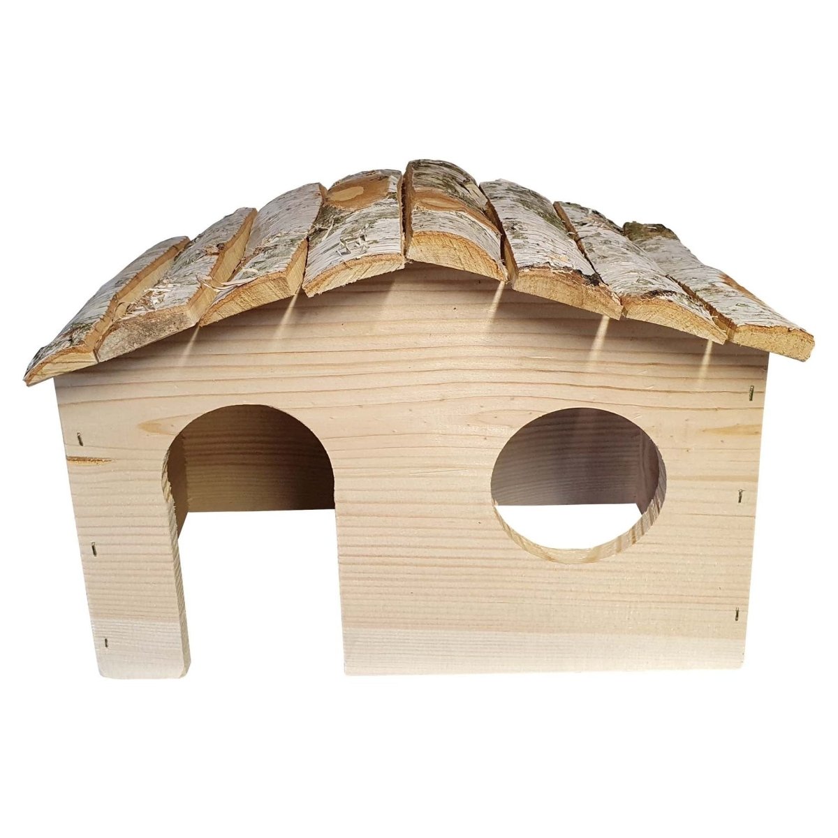 Nagerhaus mit Satteldach - Birke - ca. 38 x 22 x 26 cm, Ø 9cm - SHW - FIRE