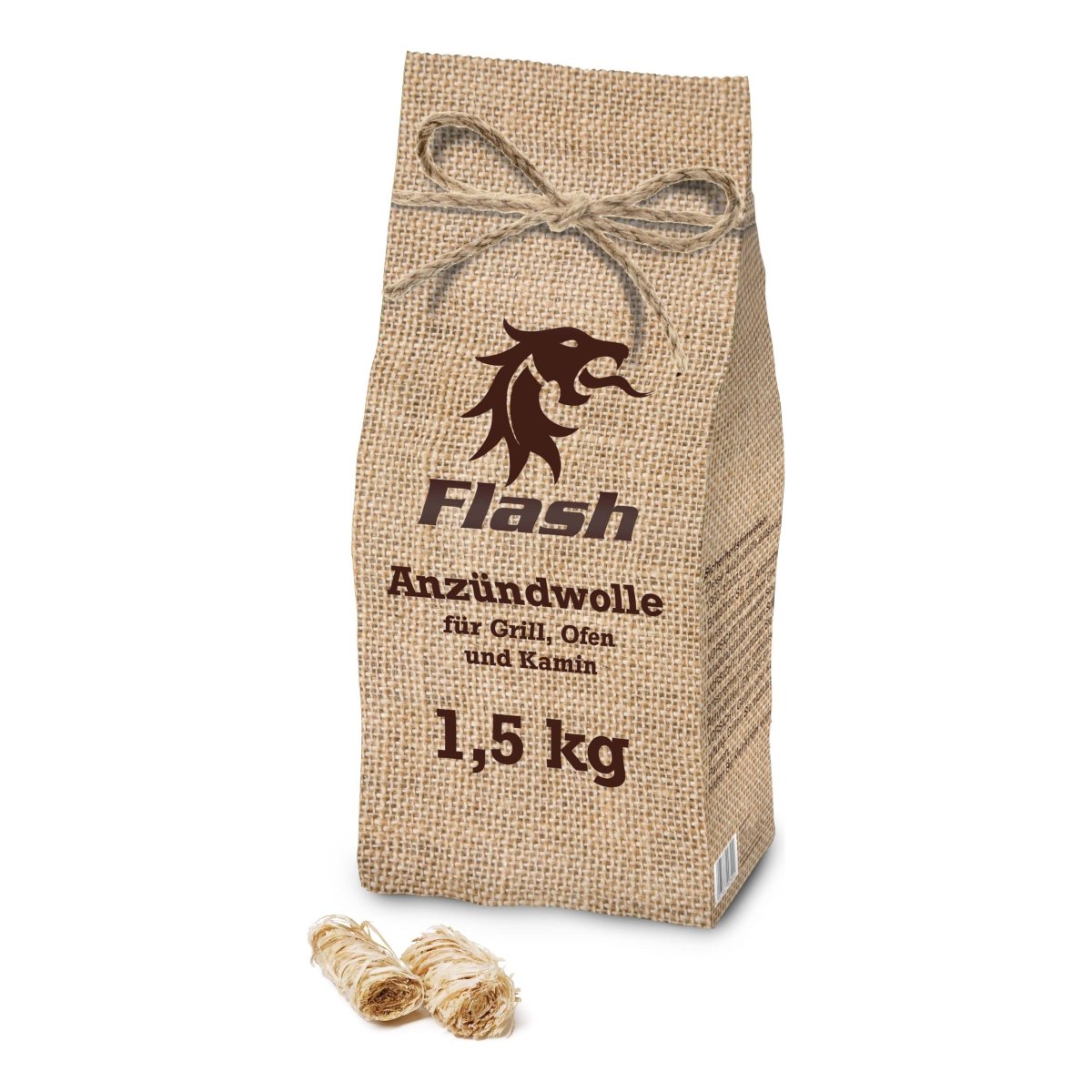 FLASH Anzündwolle 1,5 Beutel (Jute - Optik) - SHW - FIRE