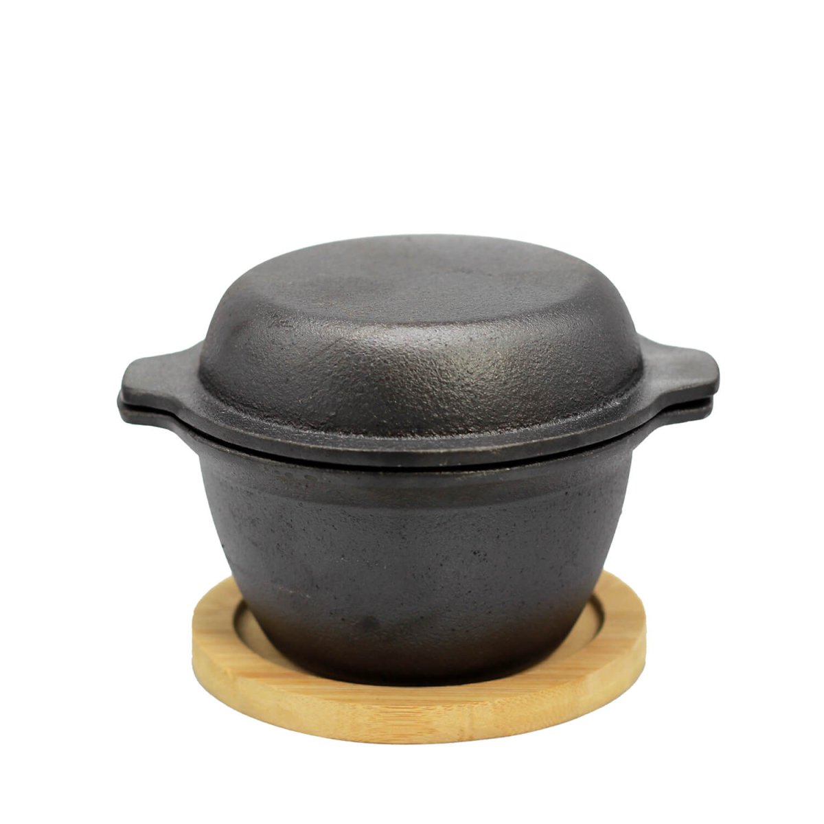 ALLGRILL Gusstöpfchen mit Deckel Ø 10 x 9 cm und Holzuntersetzer - SHW - FIRE