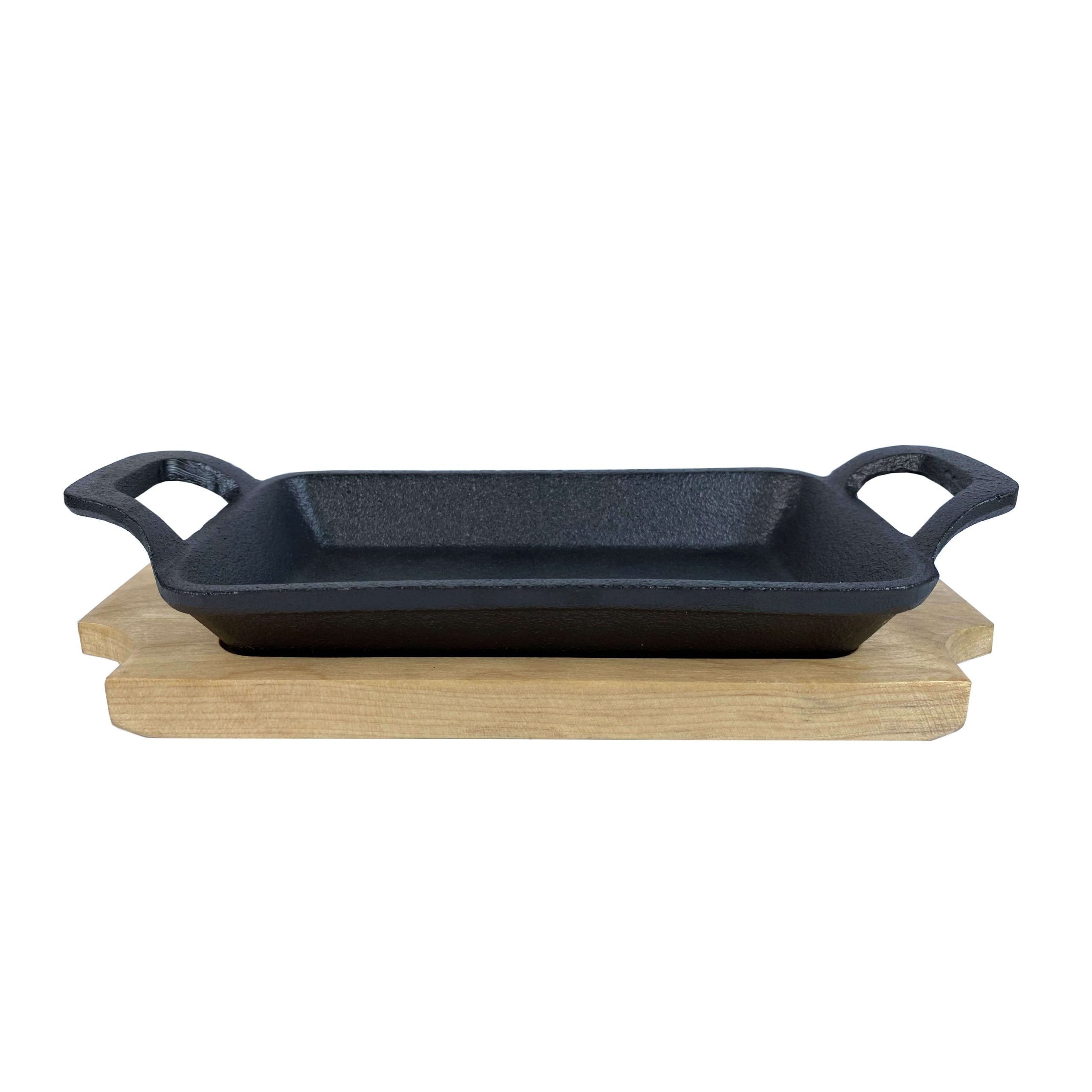 ALLGRILL Gusspfanne mit 2 Griffen 22,5x10cm mit Holzuntersetzer  ALLGRILL    - Flammerando