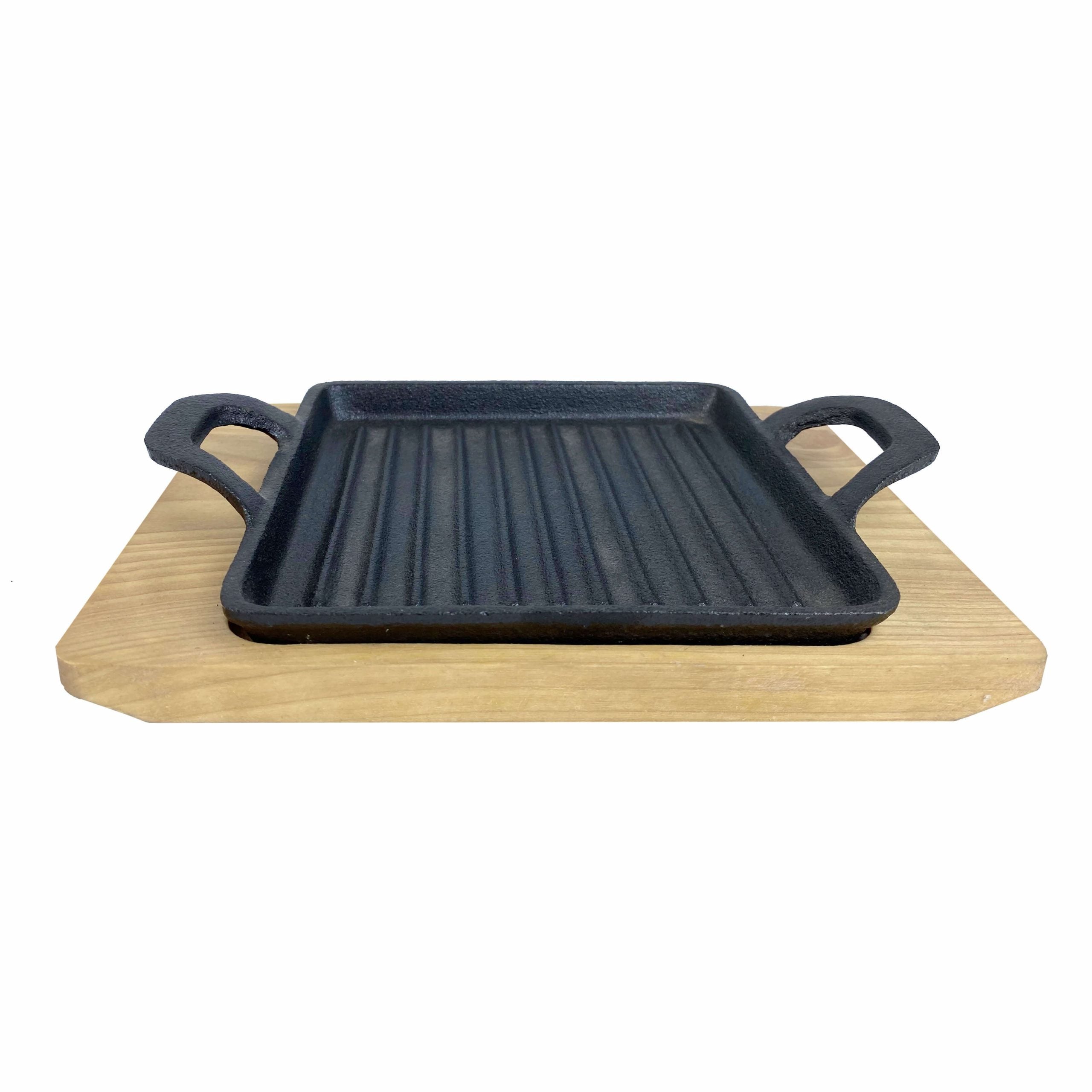 ALLGRILL Gusspfanne mit 2 Griffen 19,5x14 cm mit Holzuntersetzer  ALLGRILL    - Flammerando