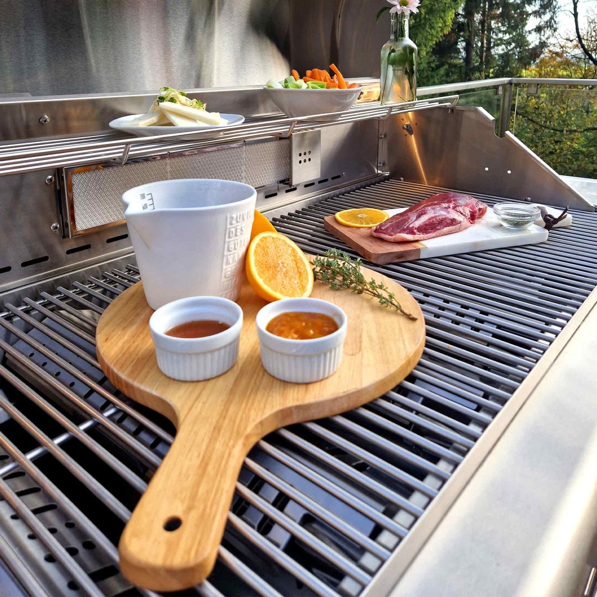 ALLGRILL Holzbrett mit Handgriff für Pizza und Flammkuchen - SHW - FIRE