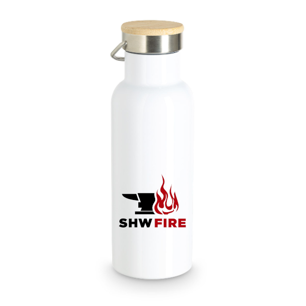 SHW-FIRE Edelstahl Trinkflasche mit Bambusdeckel
