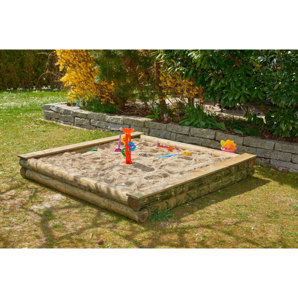 Sandkasten - Rundholz - inkl. 2 Sitzbrettern - SHW - FIRE
