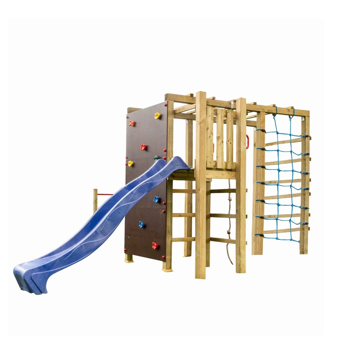 Klettergerüst XXL mit Rutschenpodest und Rutsche - kompletter Bausatz - SHW - FIRE